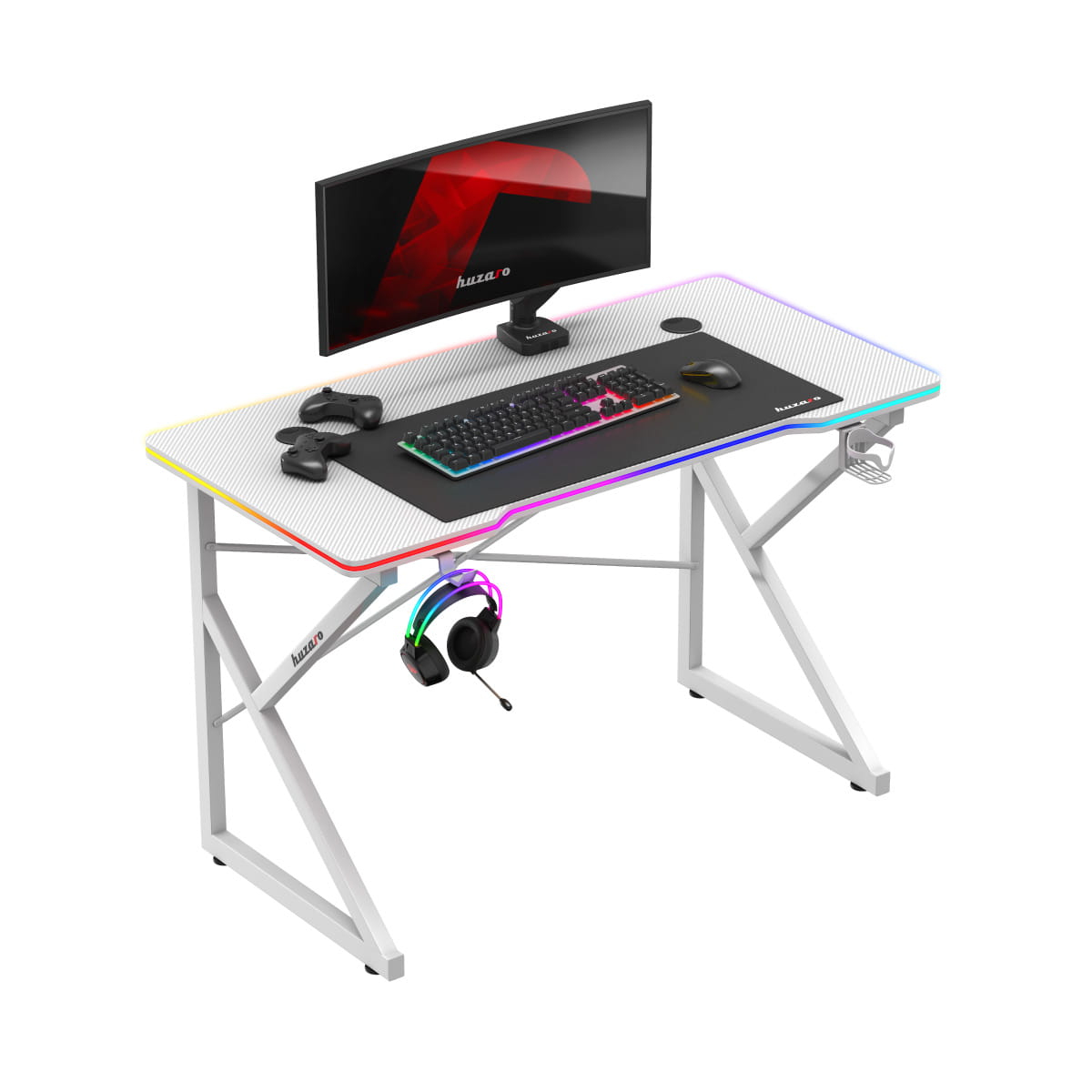 Herní stůl Huzaro Hero 1.7 RGB bílý 120 cm 