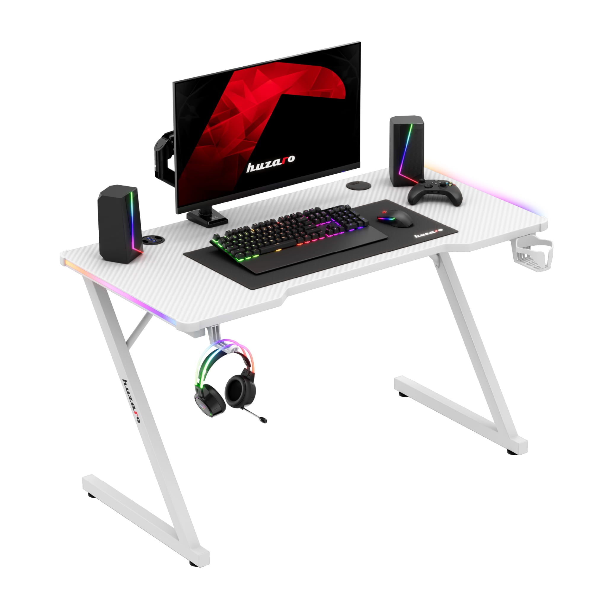 Herní stůl Huzaro Hero 2.5 RGB WHITE 120 cm 