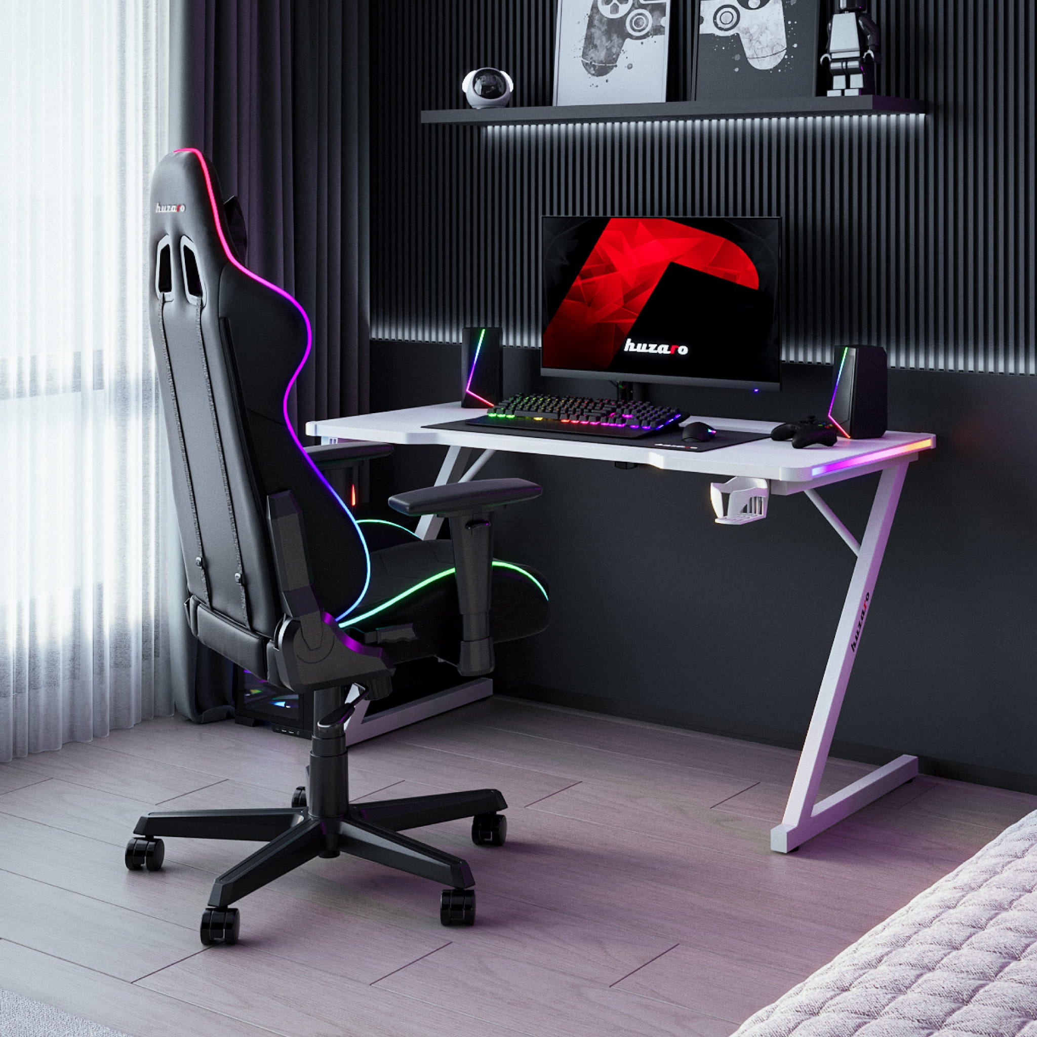 Herní stůl Huzaro Hero 2.5 RGB WHITE 120 cm 