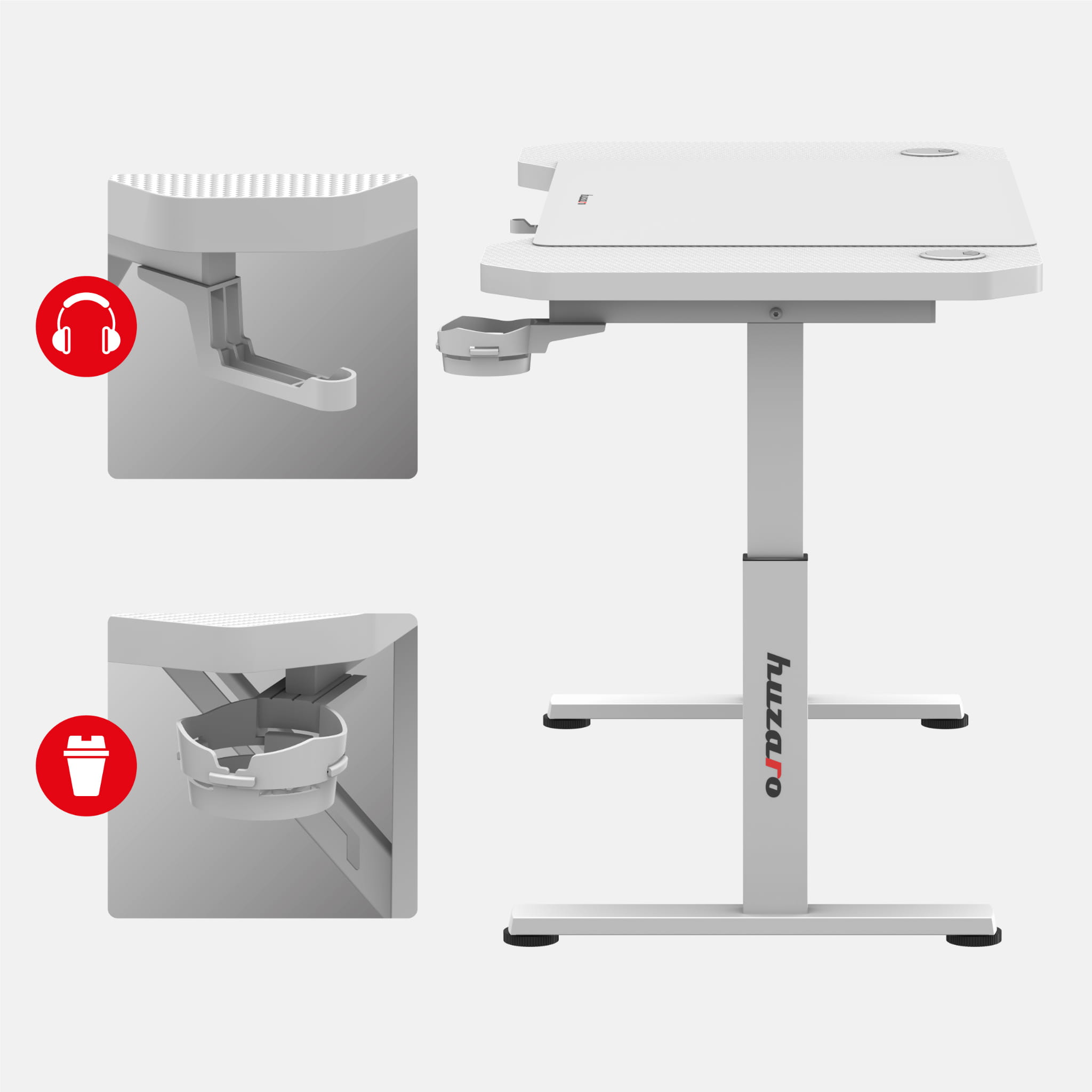 Herní stůl Huzaro Hero 2.6 bílý 120 cm 