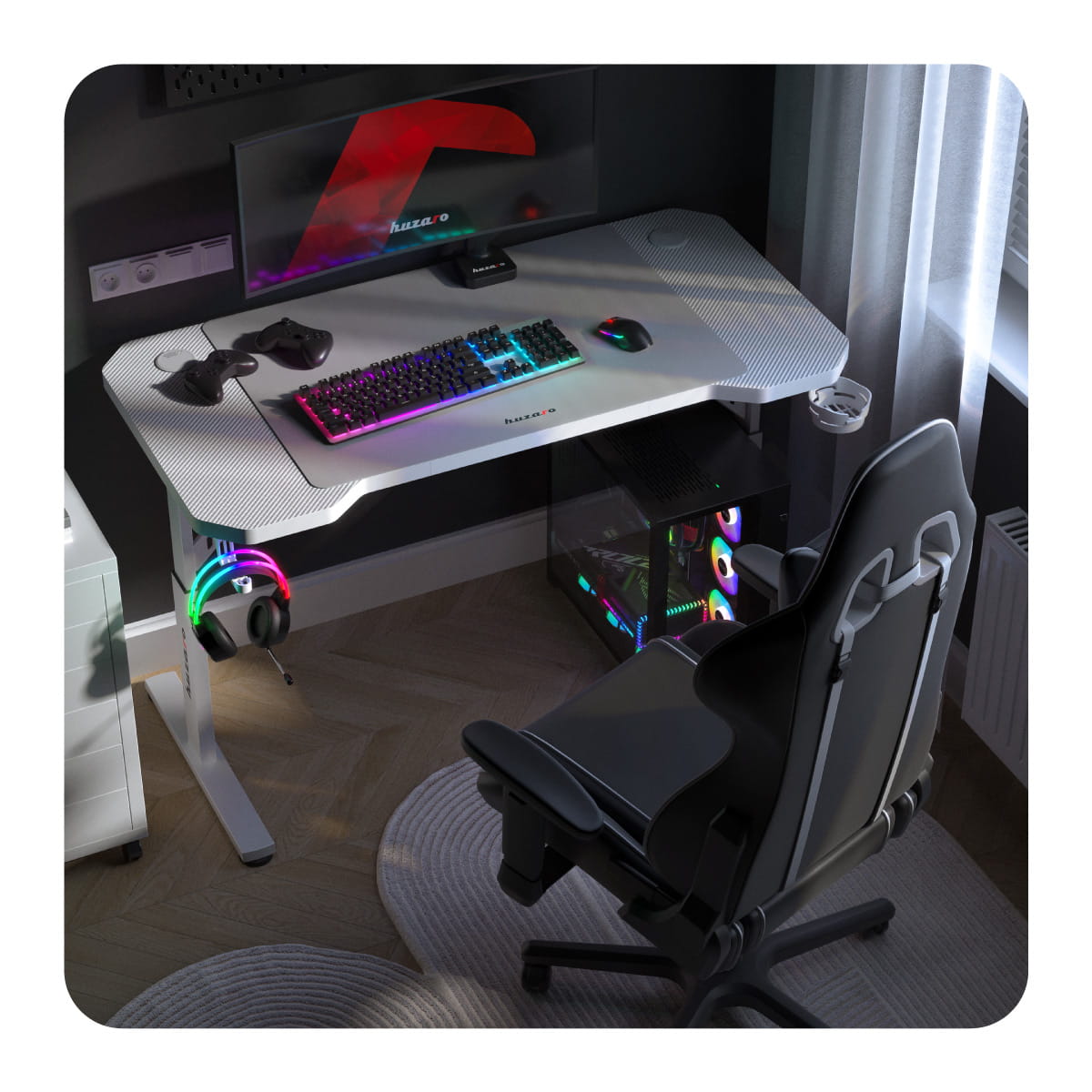 Herní stůl Huzaro Hero 2.6 bílý 120 cm 