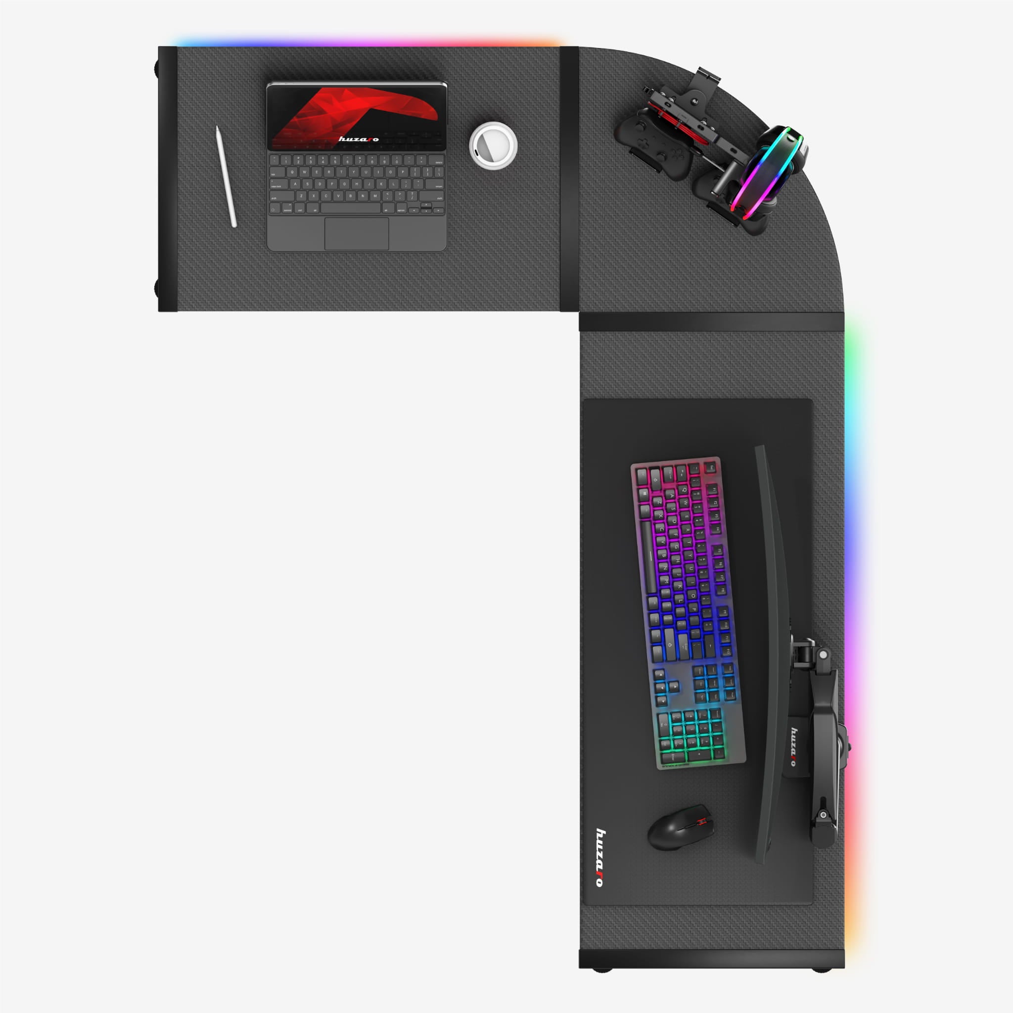 HUZARO HERO 6.0 Černý RGB Chytrý herní stůl 147 cm 