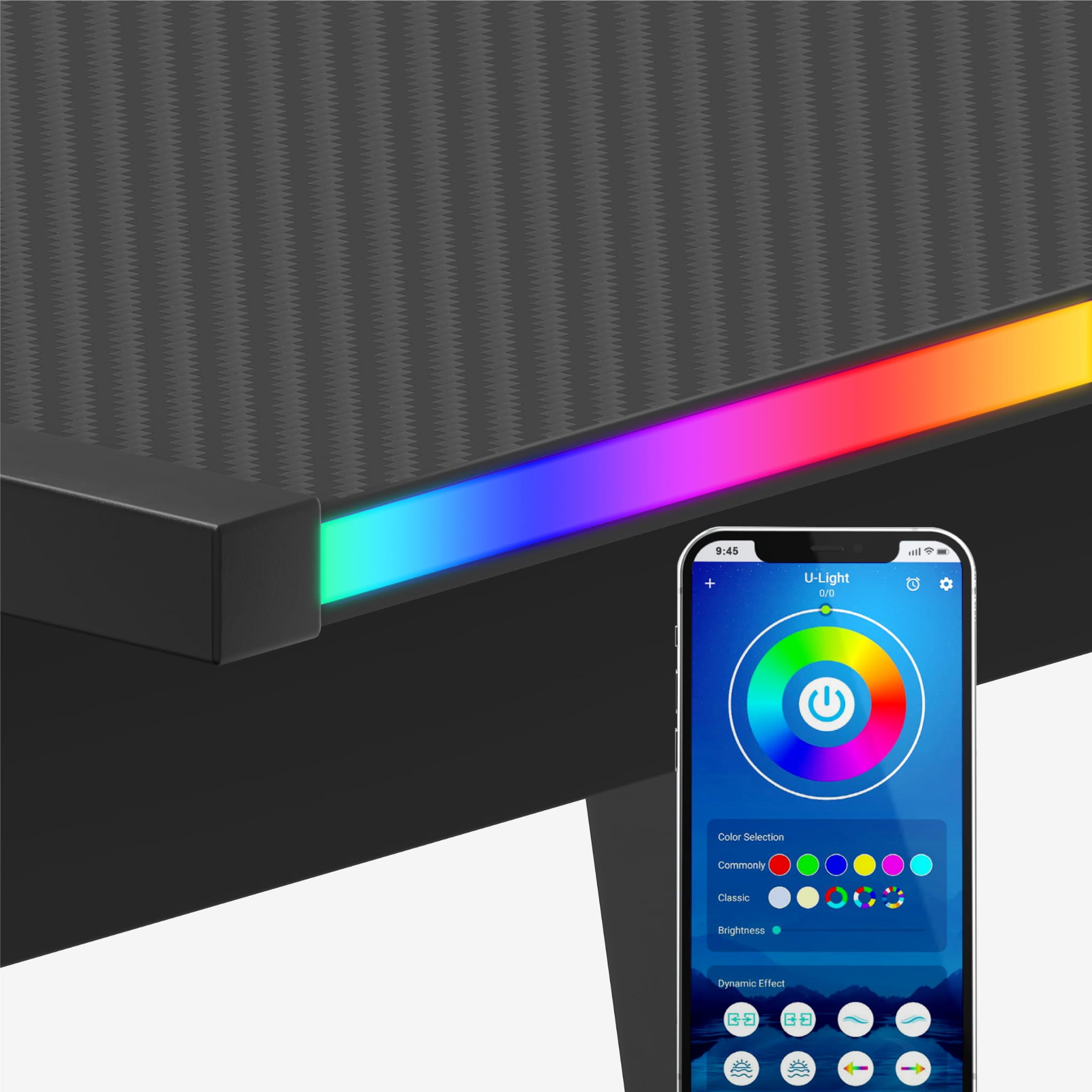 HUZARO HERO 6.0 Černý RGB Chytrý herní stůl 147 cm 