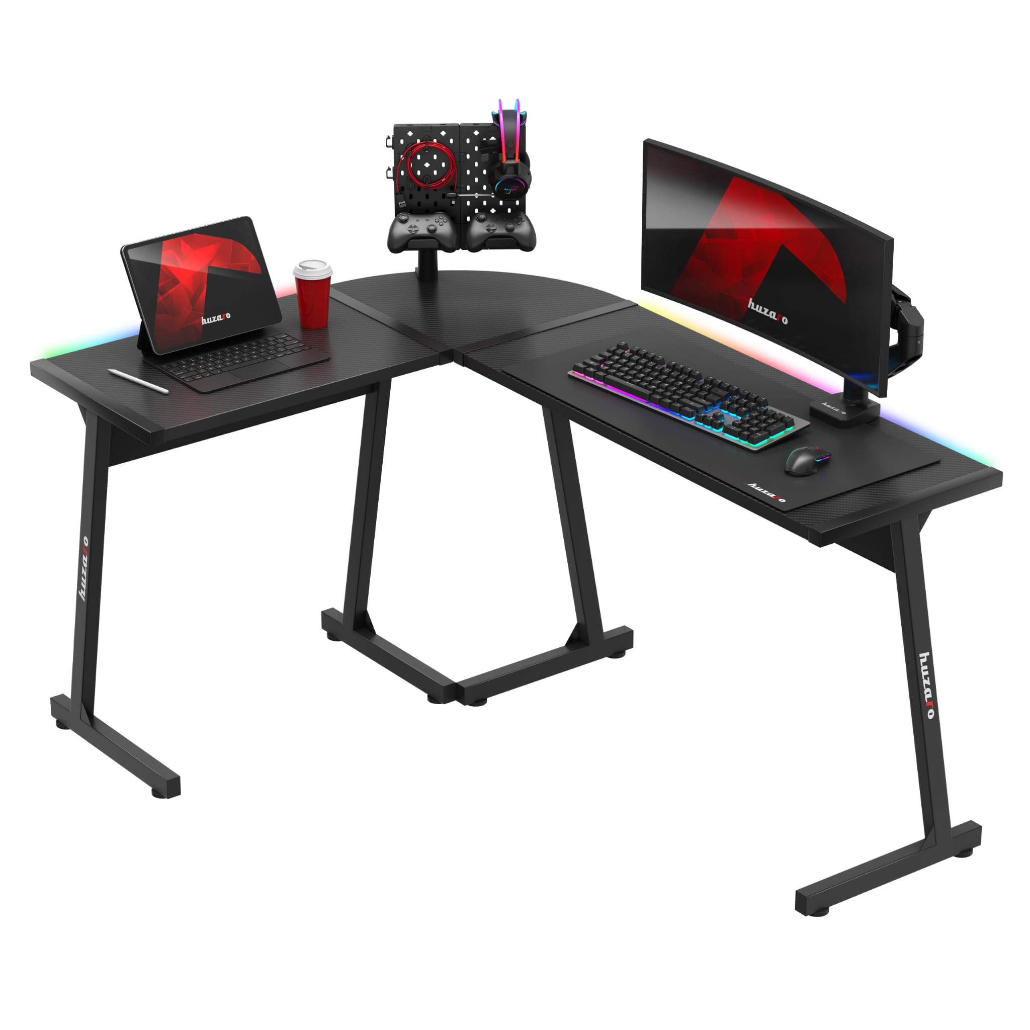 HUZARO HERO 6.0 Černý RGB Chytrý herní stůl 147 cm 