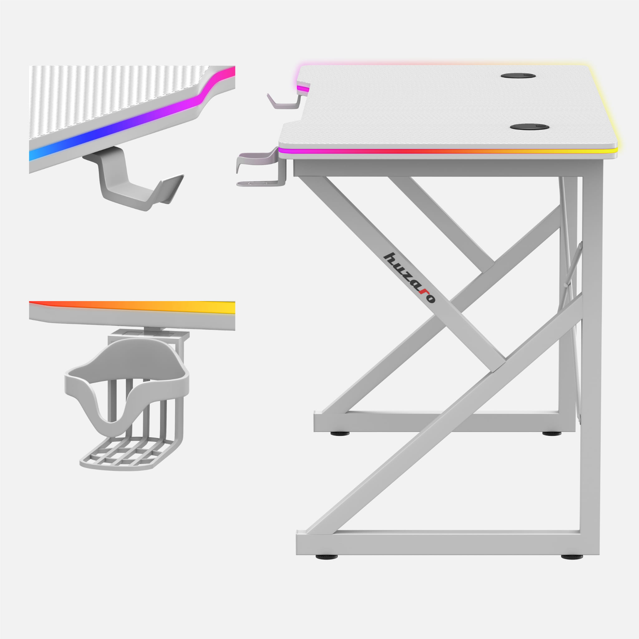 Herní stůl Huzaro Hero 1.7 RGB bílý 120 cm 