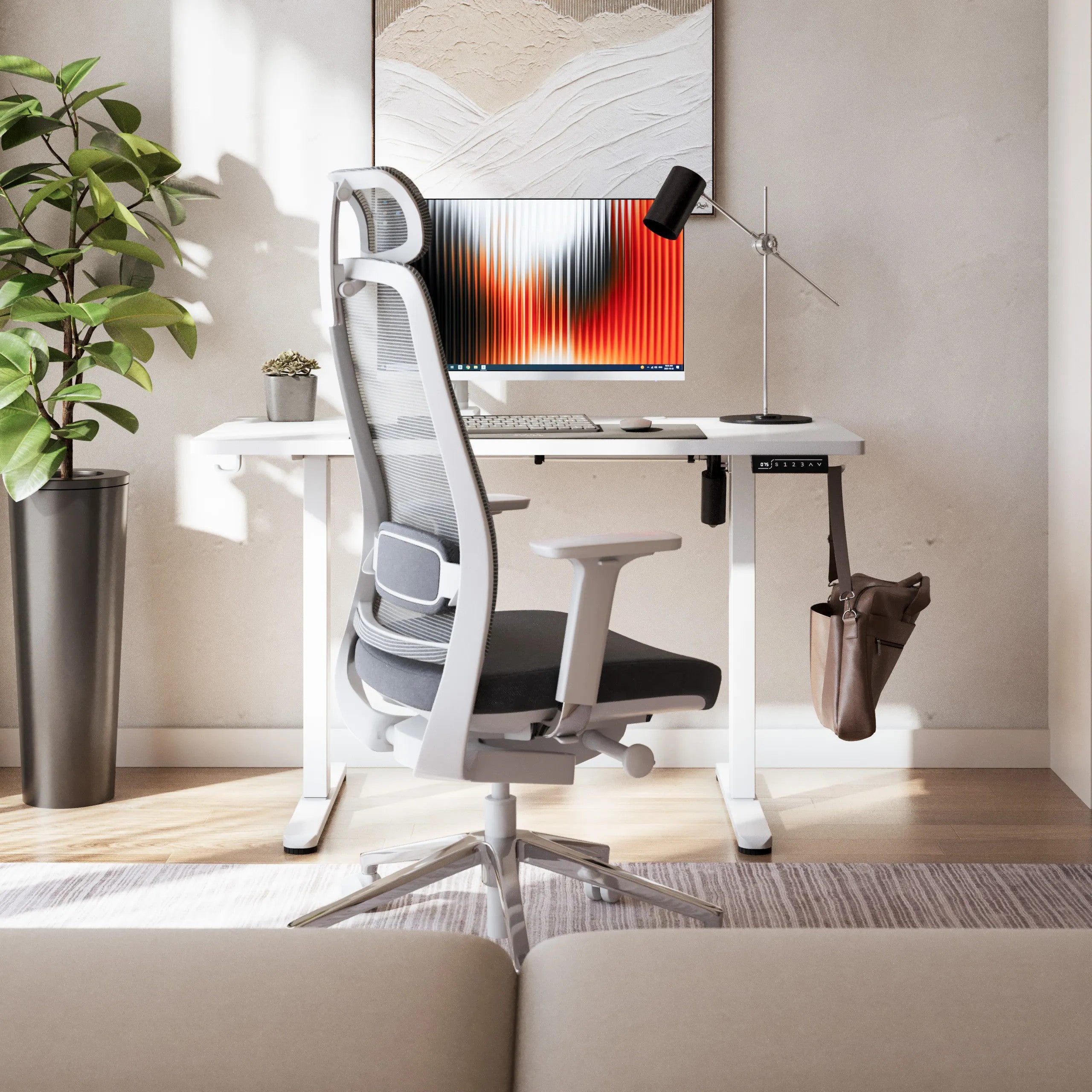 Mark Adler Leader 6.9 bílý elektricky nastavitelný stůl 120 cm 