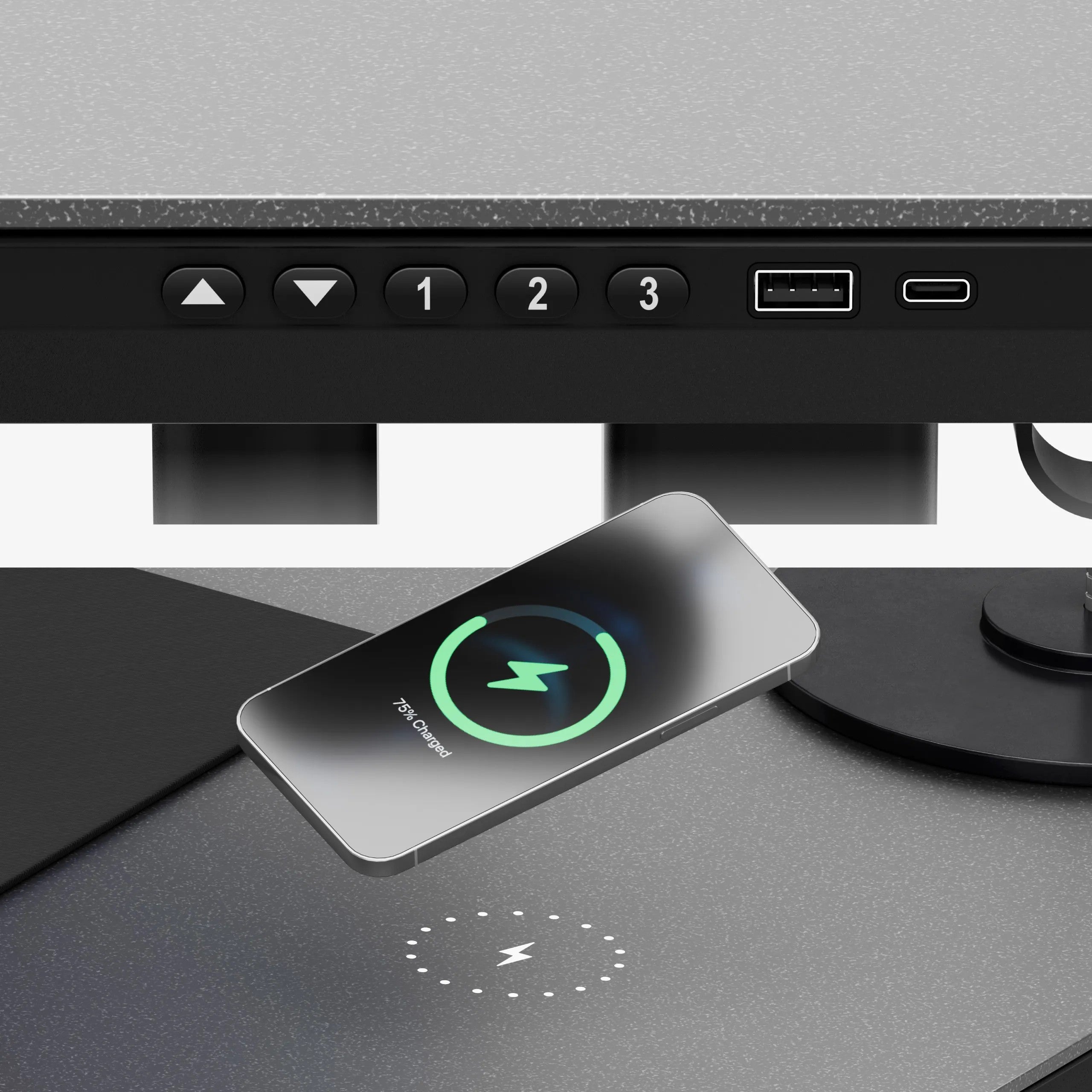 Elektrický stůl Mark Adler Leader 8.5, černý, se skleněnou deskou 