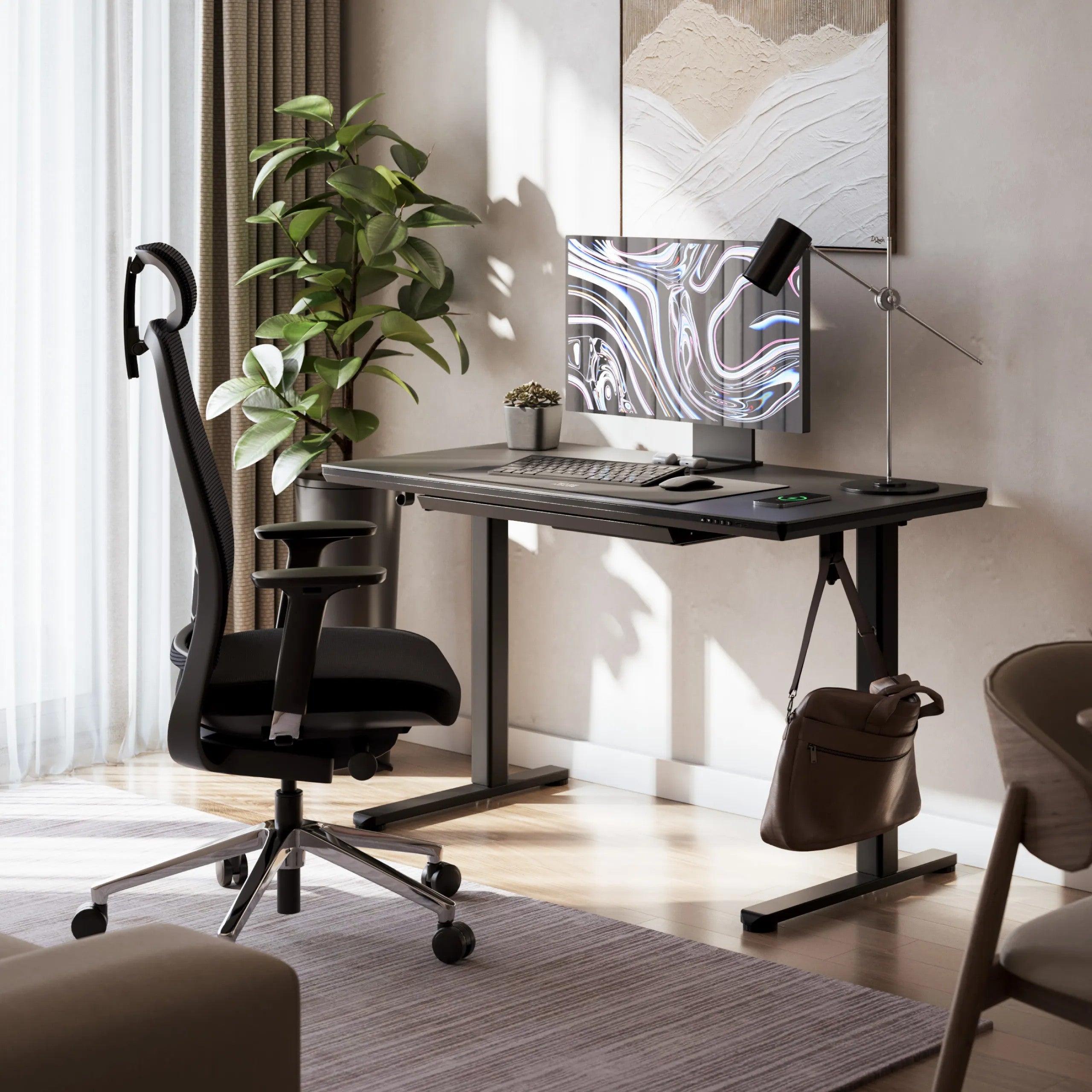 Elektrický stůl Mark Adler Leader 8.5, černý, se skleněnou deskou 