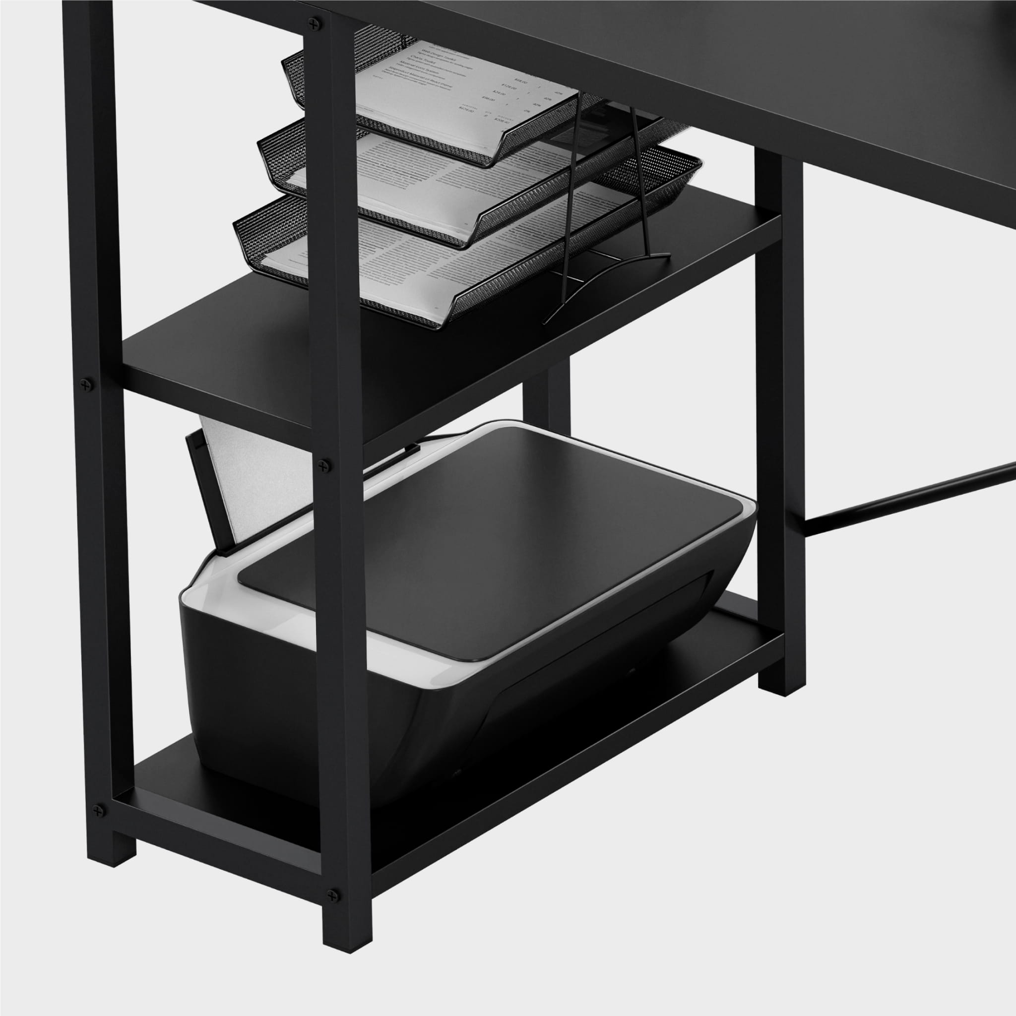 Psací stůl Mark Adler Leader 2.0 černý 120 cm s policemi 