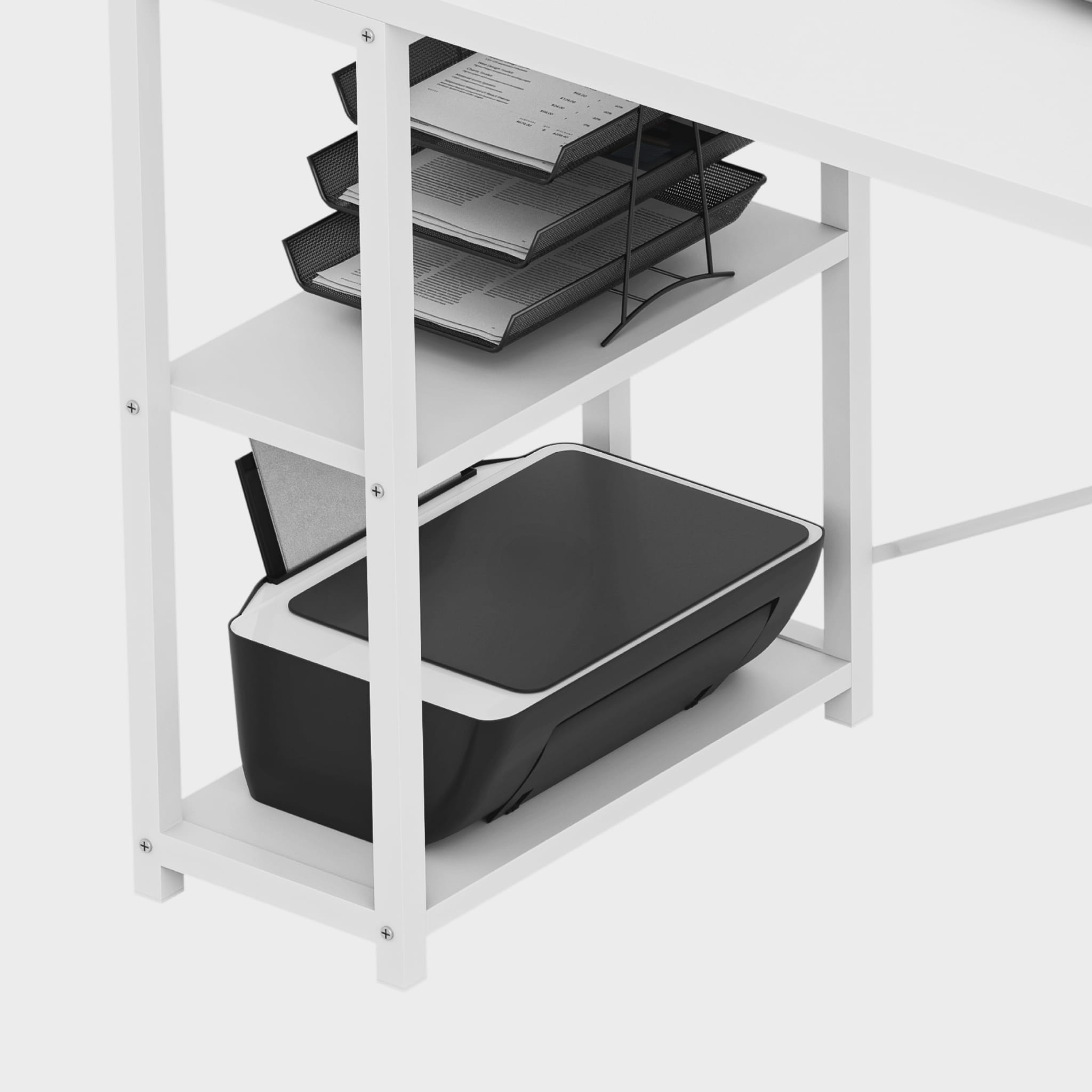 Psací stůl Mark Adler Leader 2.0 bílý 120 cm s policemi 