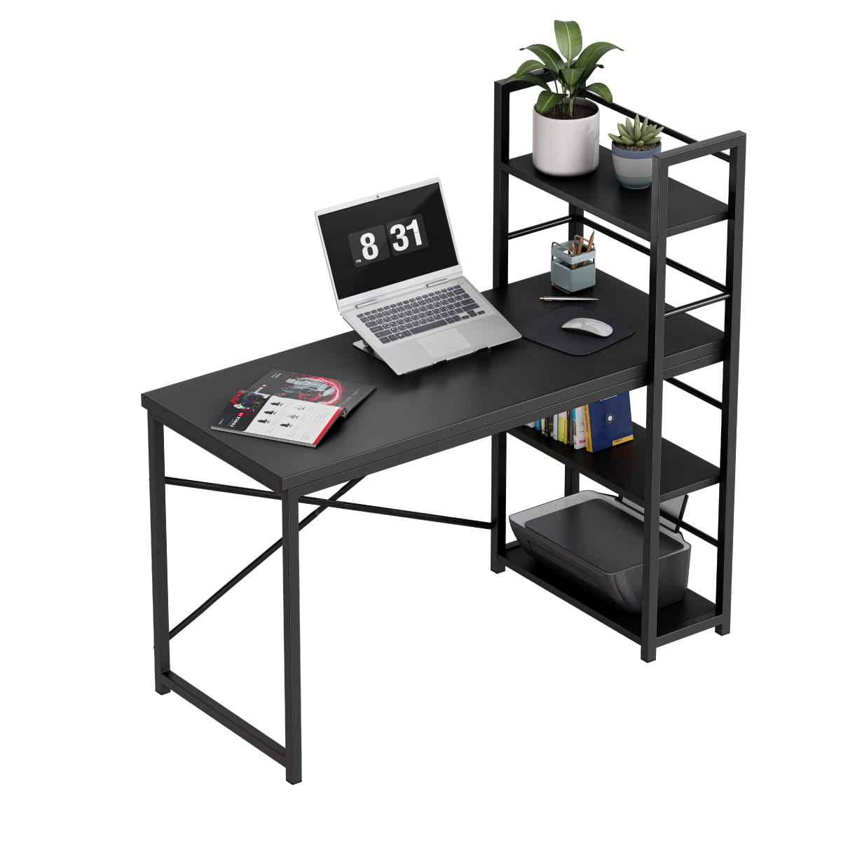 Mark Adler Leader 4.0 černý psací stůl 120 cm s policemi 