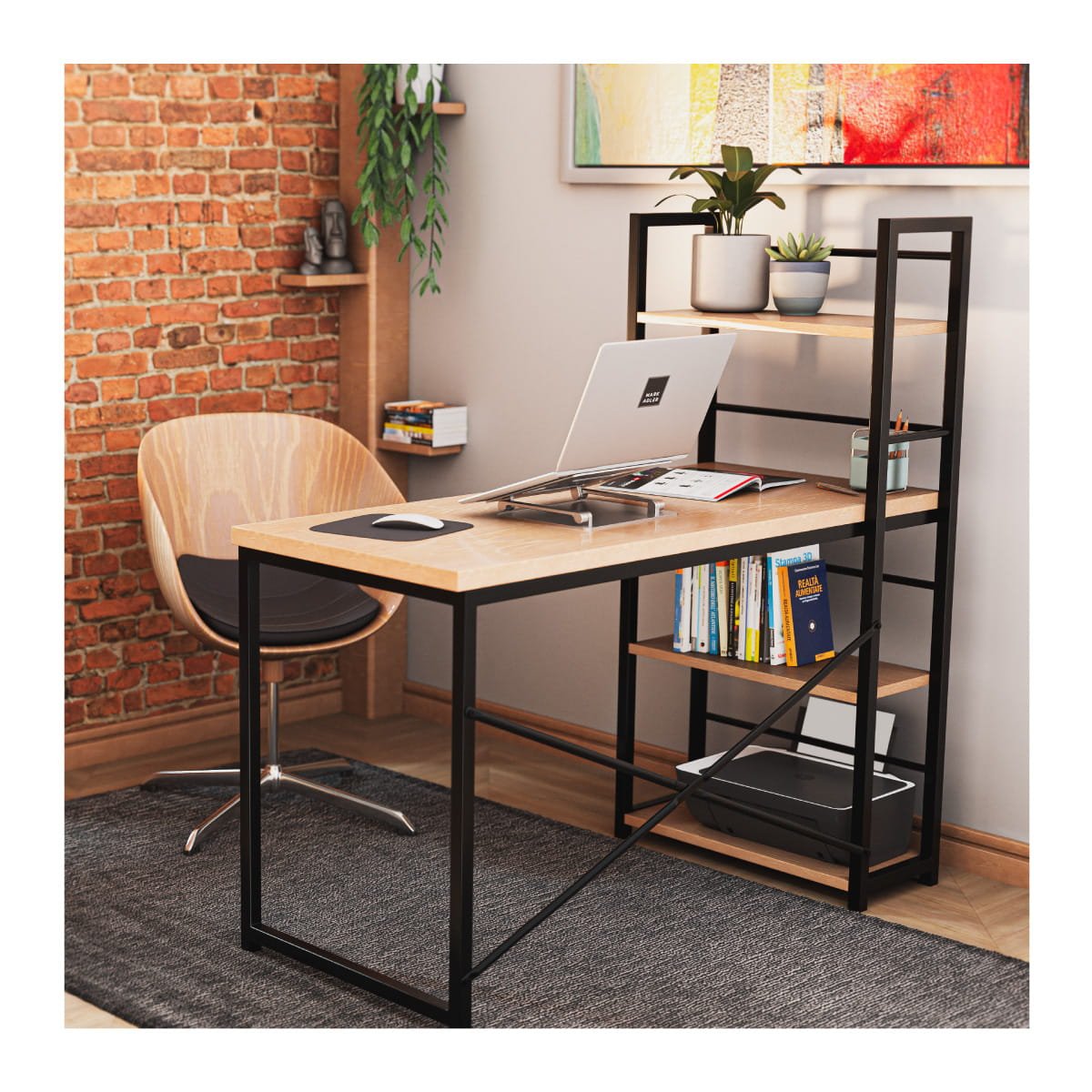 Psací stůl Mark Adler Leader 4.0 Craft 120 cm s policemi 