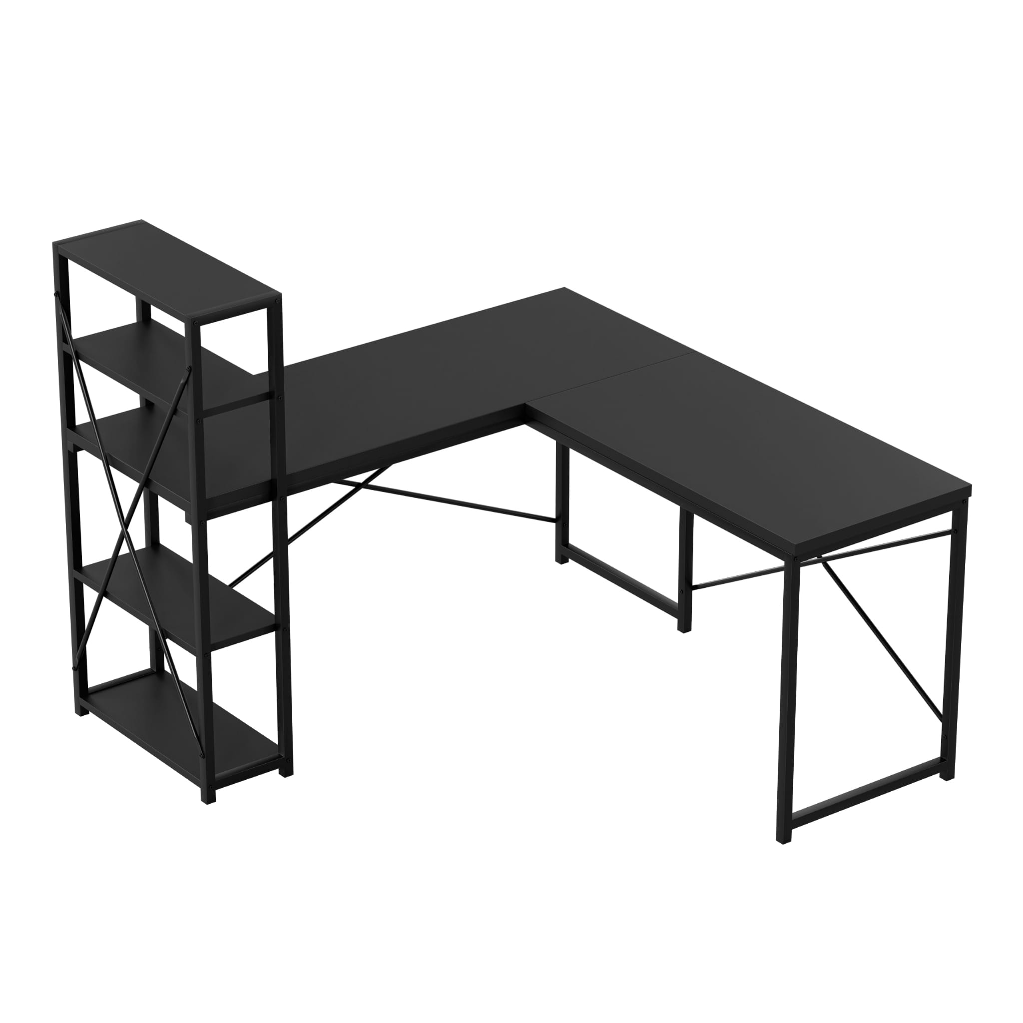 Mark Adler Leader 5.9 Černý rohový psací stůl s policemi 145 cm 