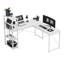 Mark Adler Leader 5.9 bílý rohový psací stůl s policemi 145 cm 