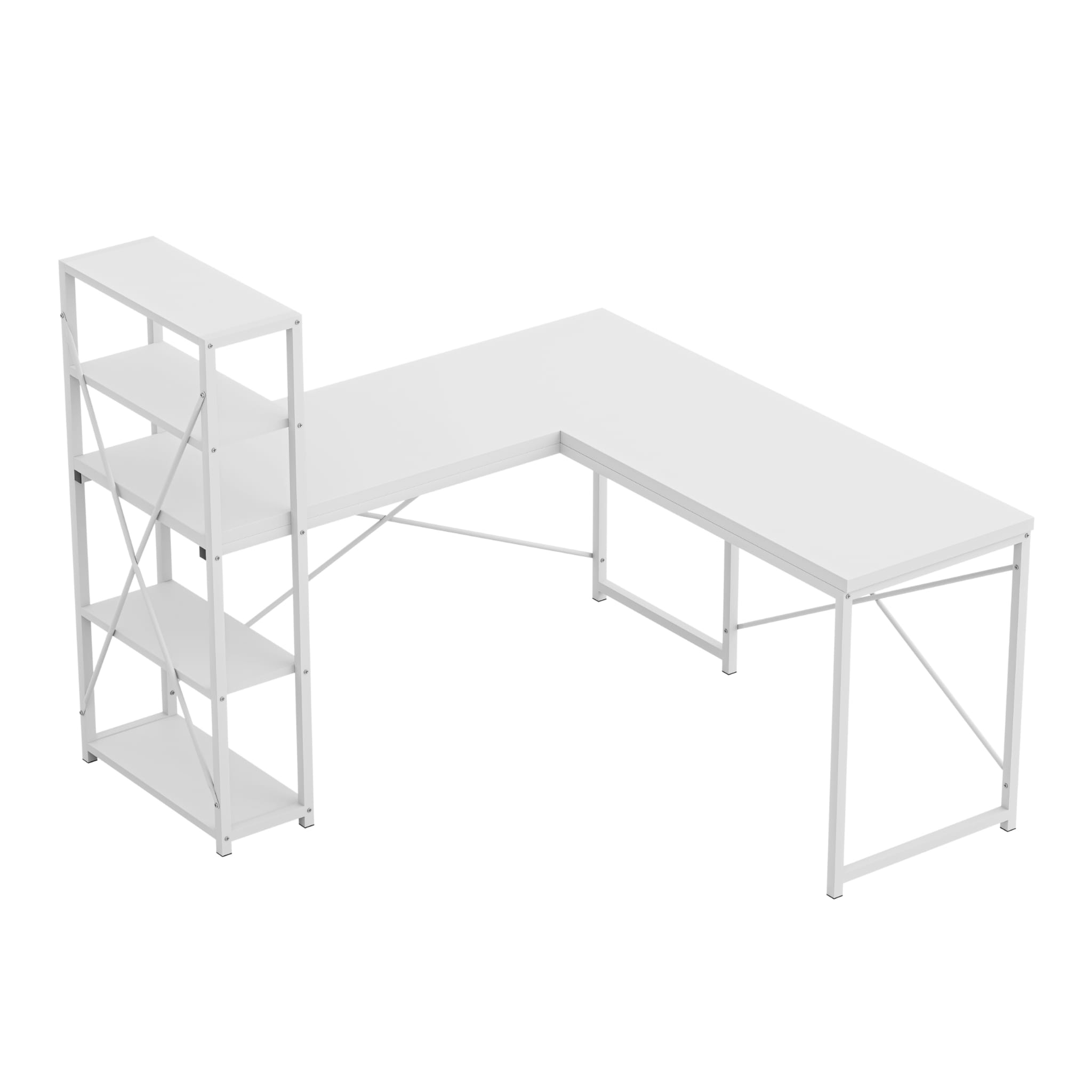 Mark Adler Leader 5.9 bílý rohový psací stůl s policemi 145 cm 