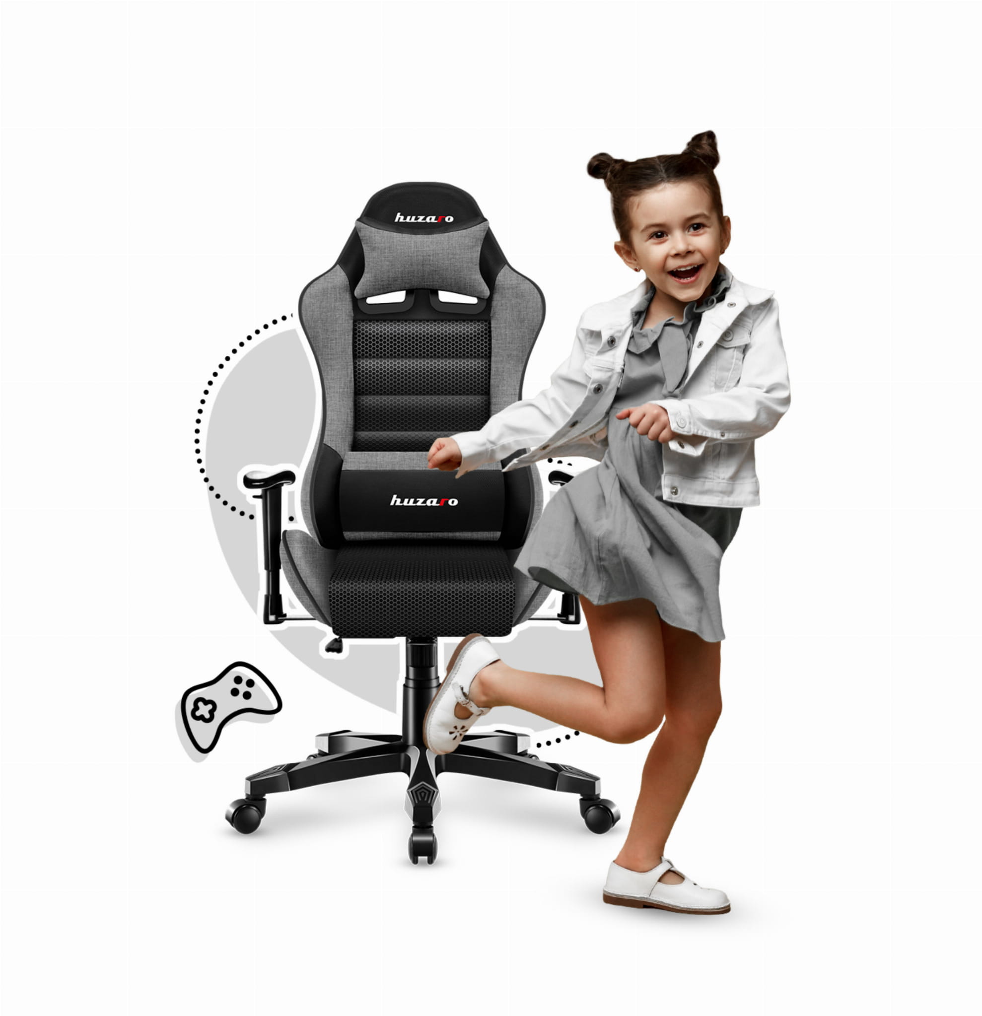 Herní židle HUZARO RANGER 6.0 šedá síťovina pro děti 