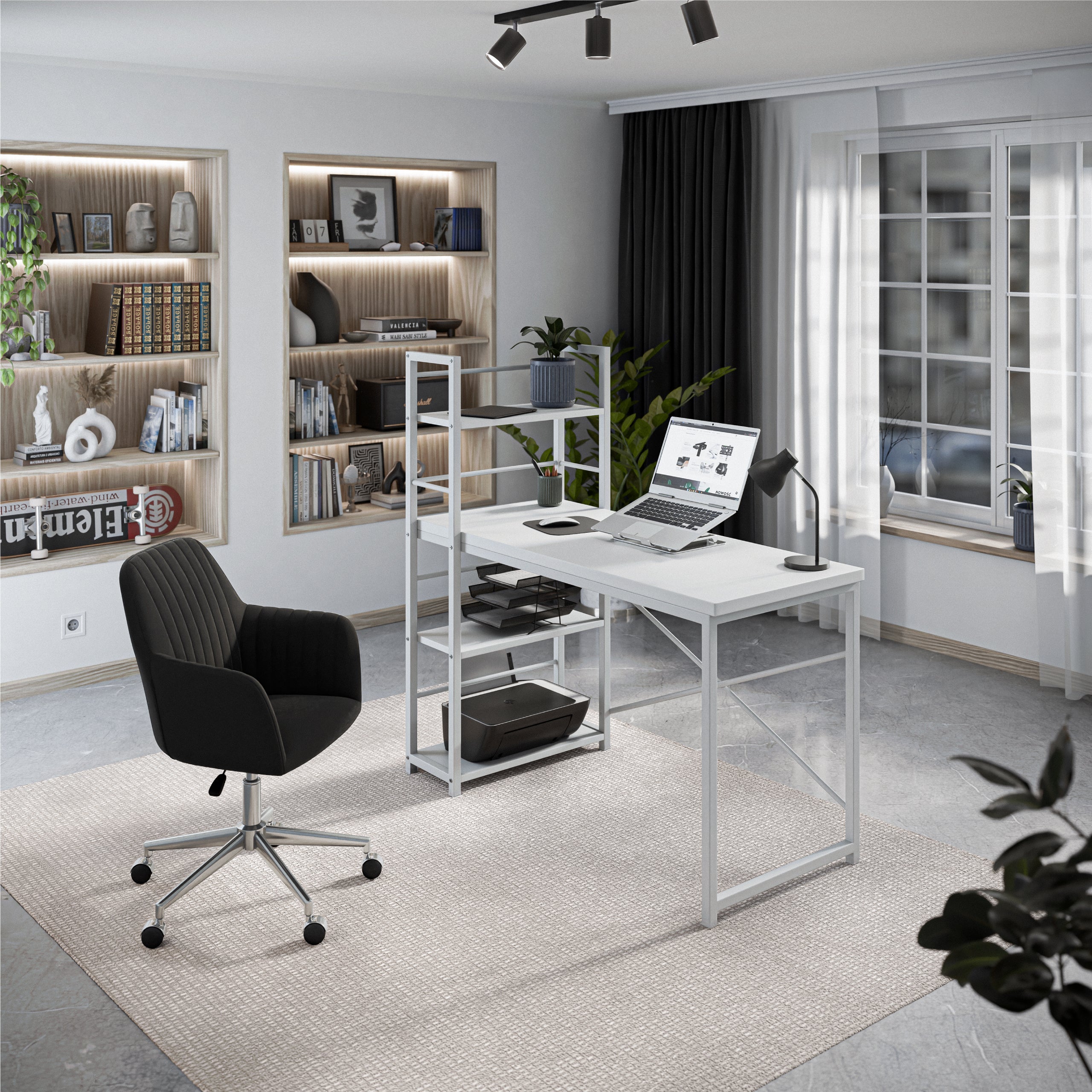 Moderní psací stůl s policemi