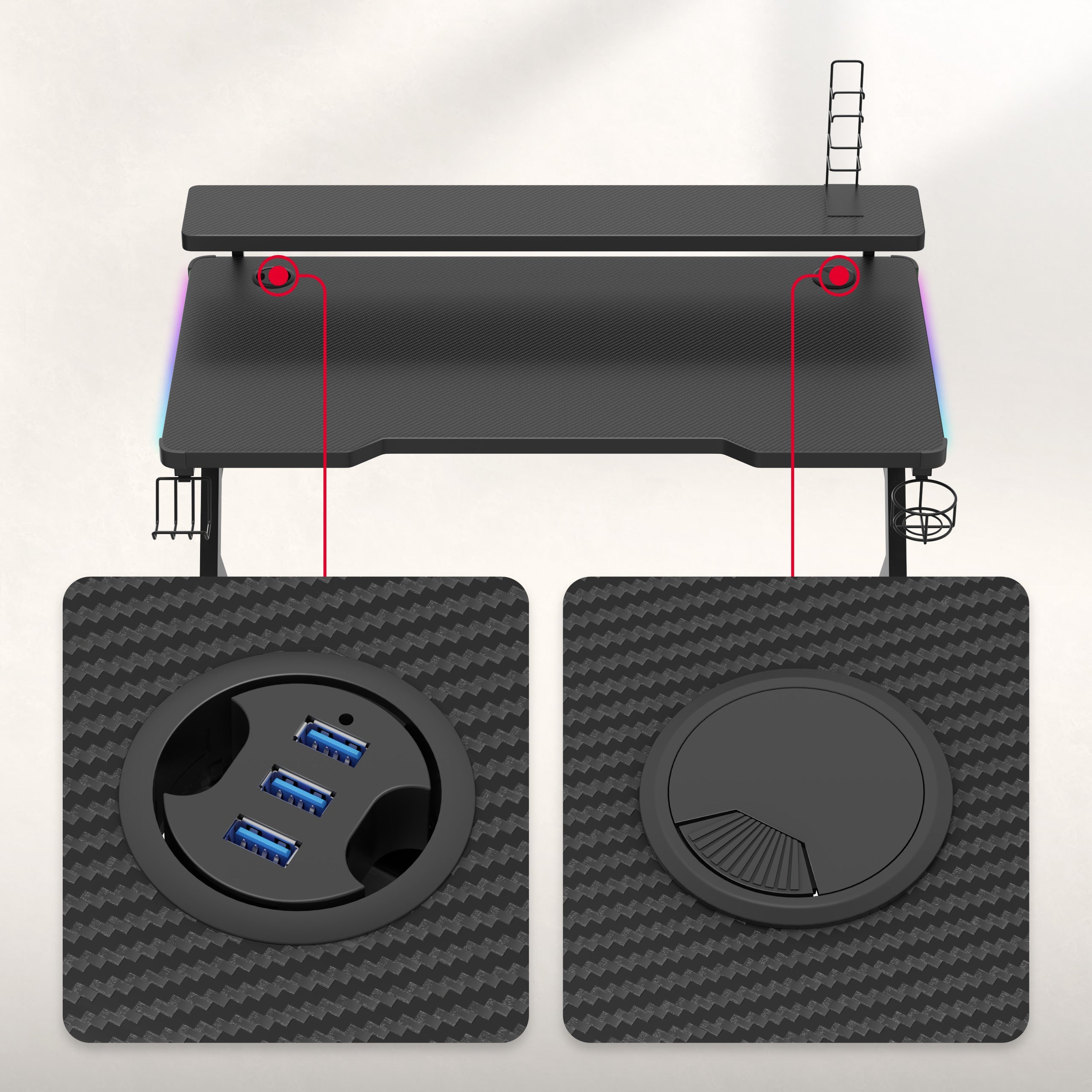 USB hub a kabelové vstupy