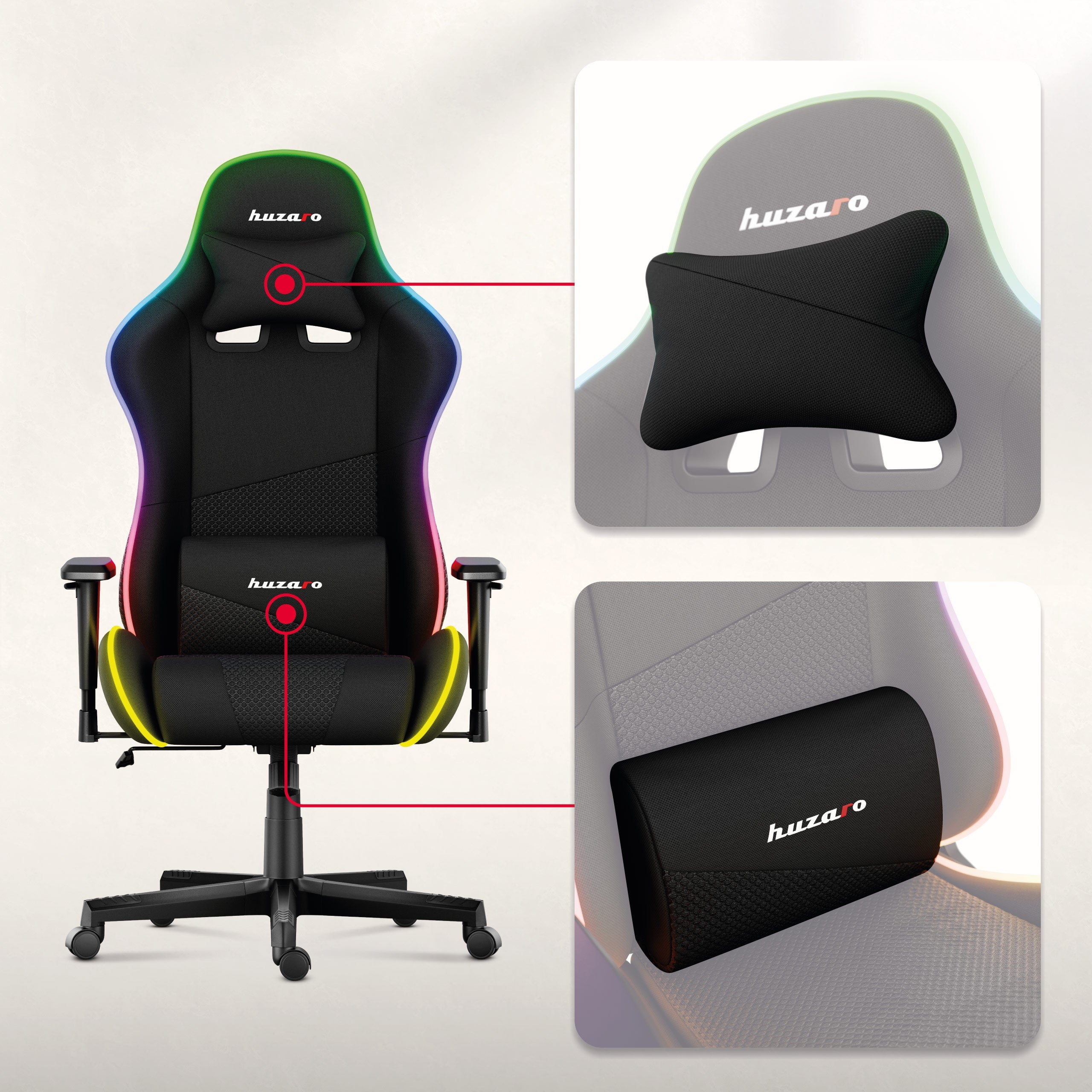 Krční svalový polštář a nastavitelný bederní polštář