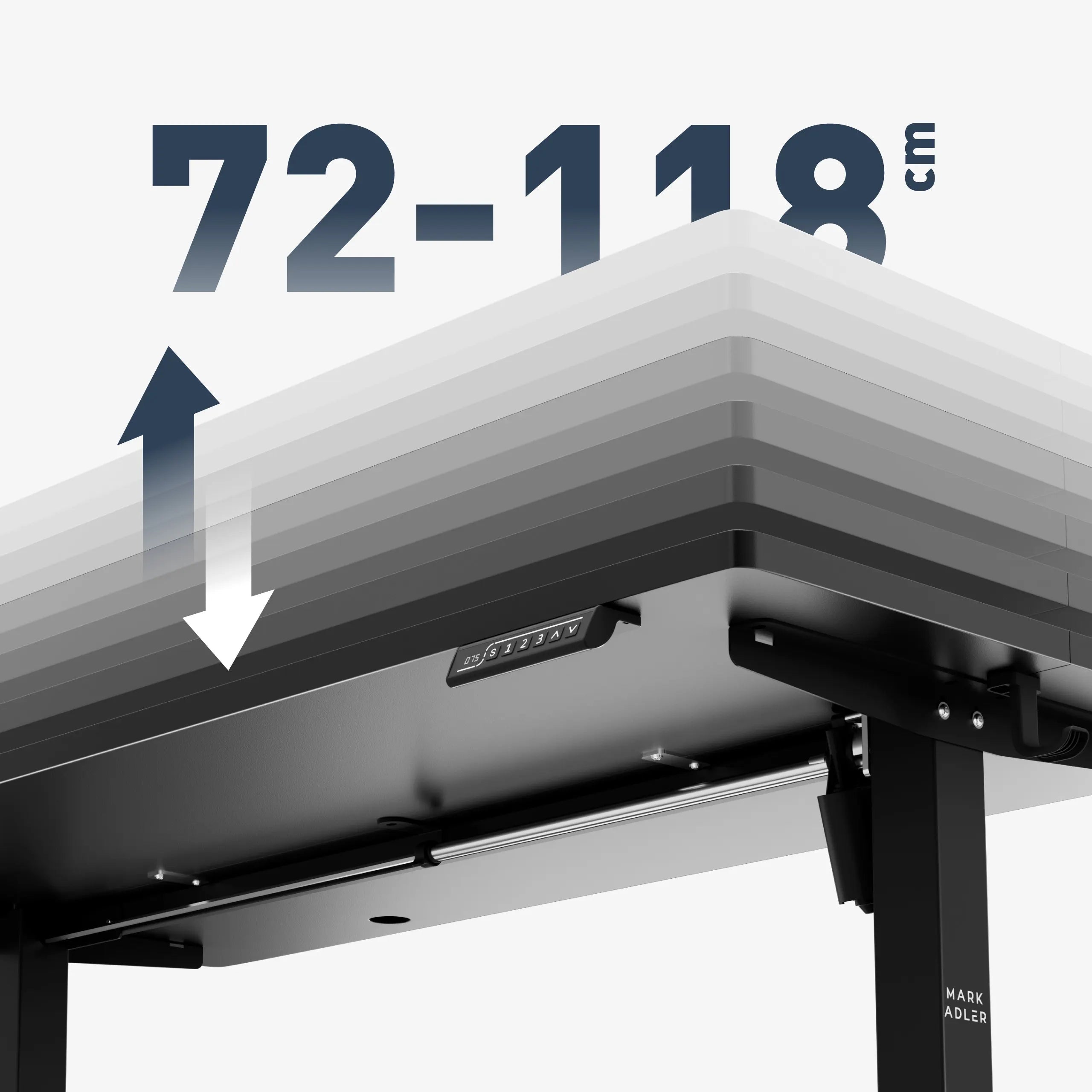 Široký rozsah nastavení výšky: 72 – 118 cm