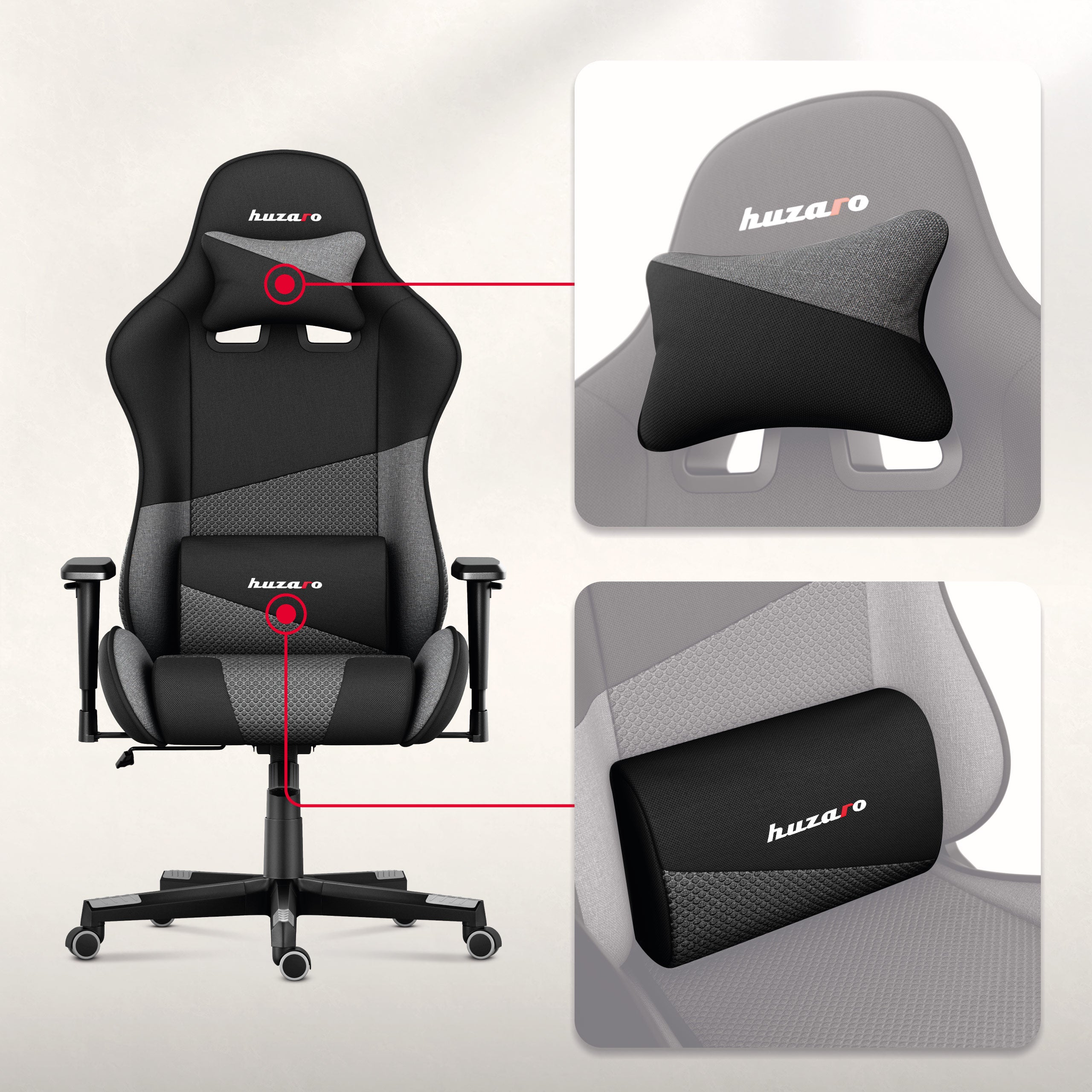 Krční svalový polštář a nastavitelný bederní polštář