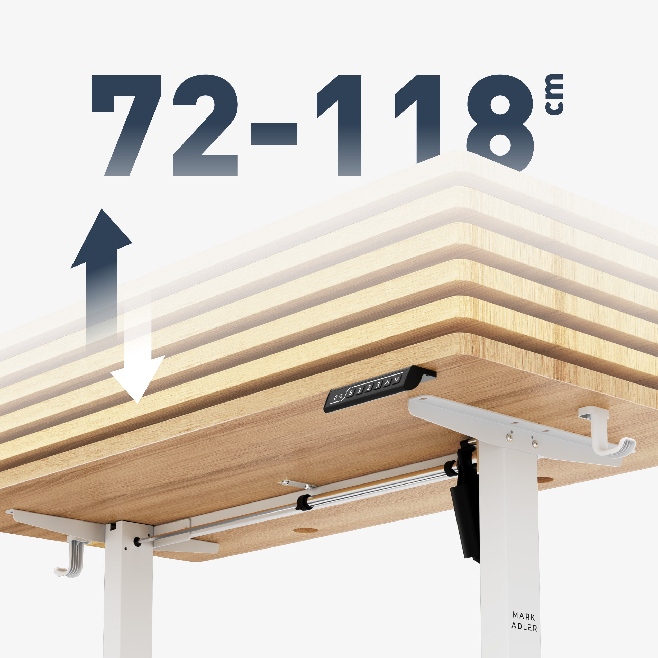 Široký rozsah nastavení výšky: 72 – 118 cm