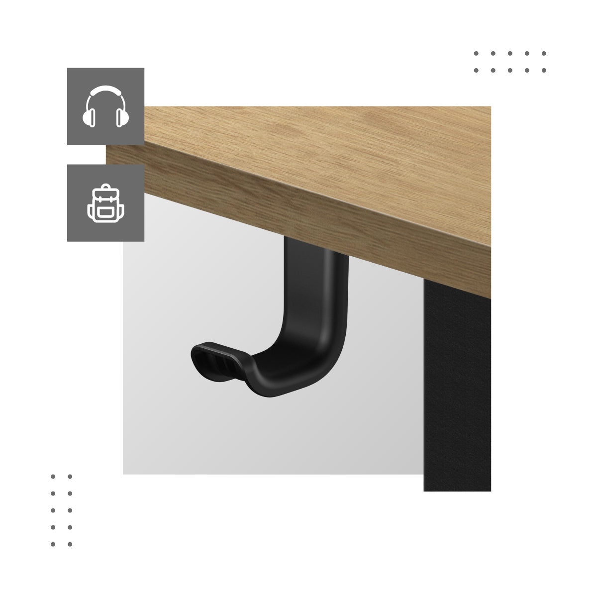 Praktické držáky na tašku, batoh a sluchátka