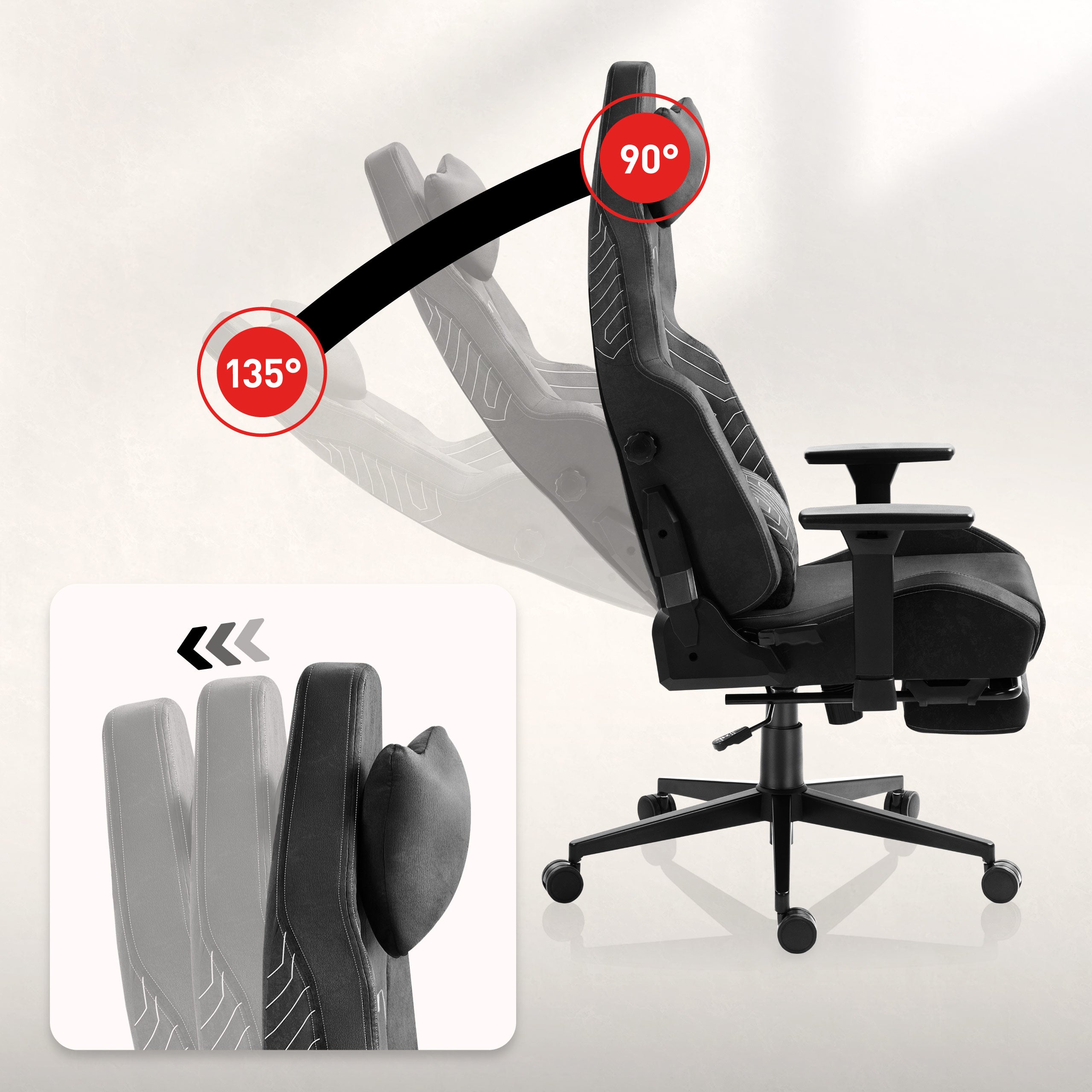 Nastavitelná opěrka zad až o 135°