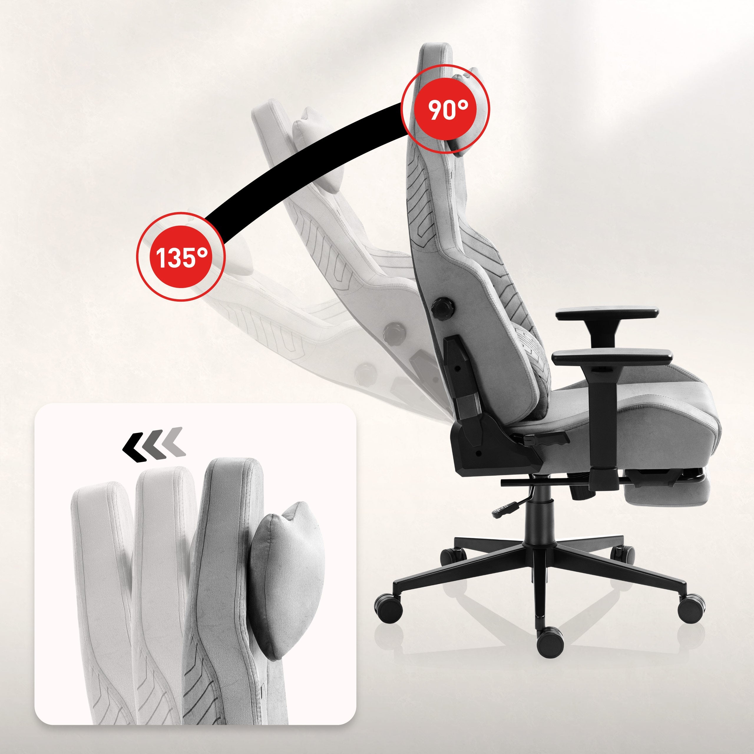 Nastavitelná opěrka zad až o 135°