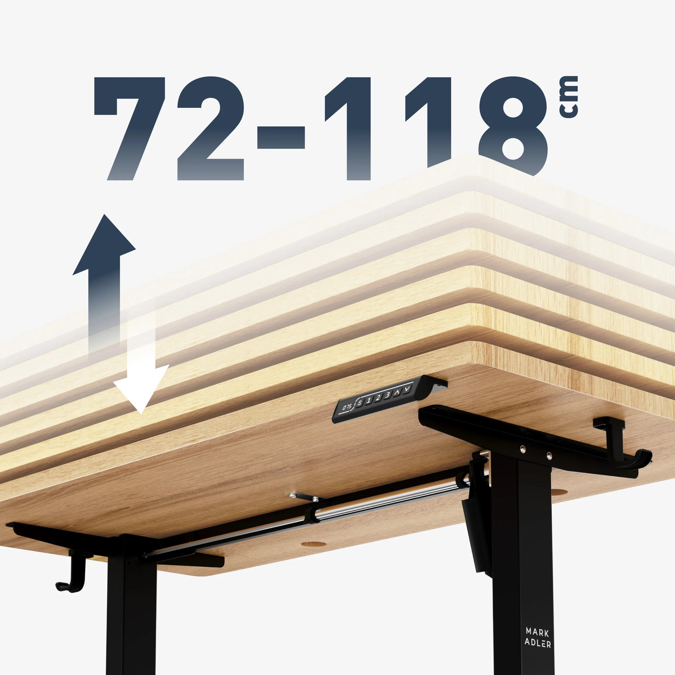 Široký rozsah nastavení výšky: 72 – 118 cm
