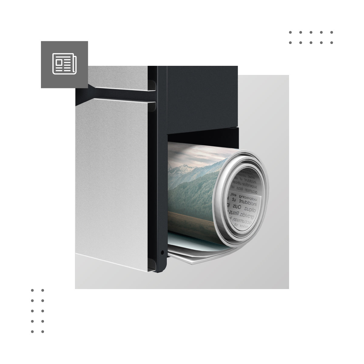 Schránka na dopisy nájemníků, držák novin na letáky a brožury