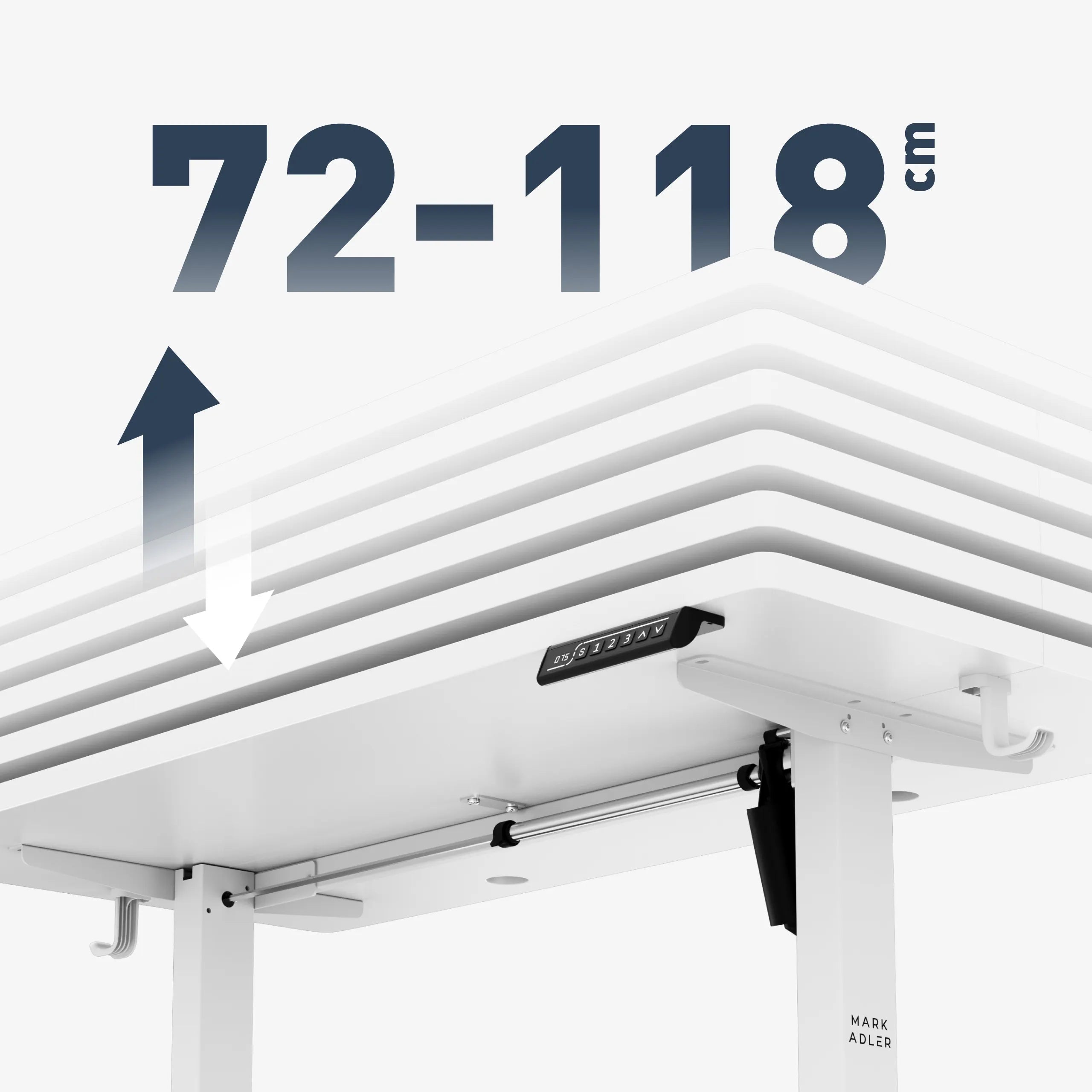 Široký rozsah nastavení výšky: 72 – 118 cm