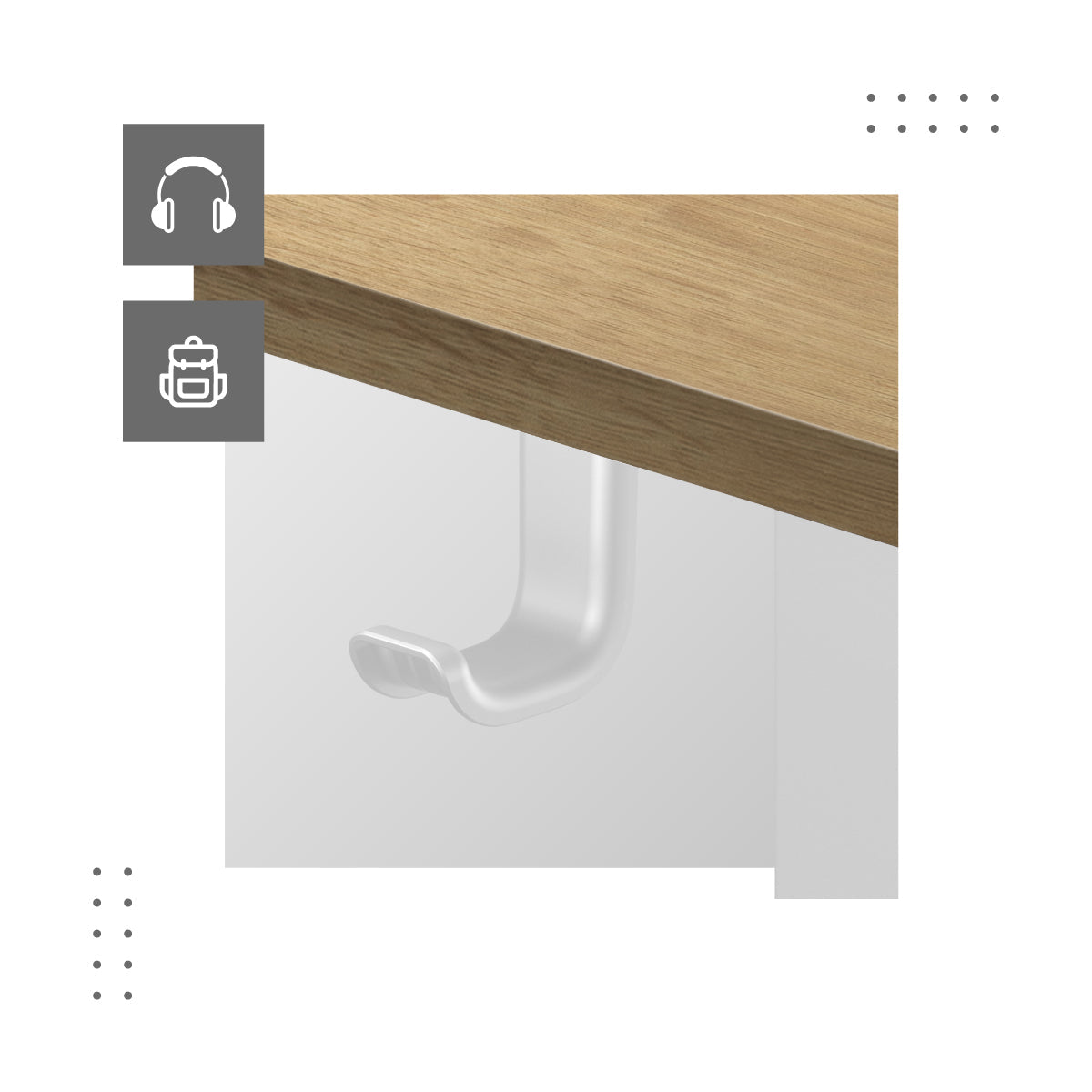 Praktické držáky na tašku, batoh a sluchátka