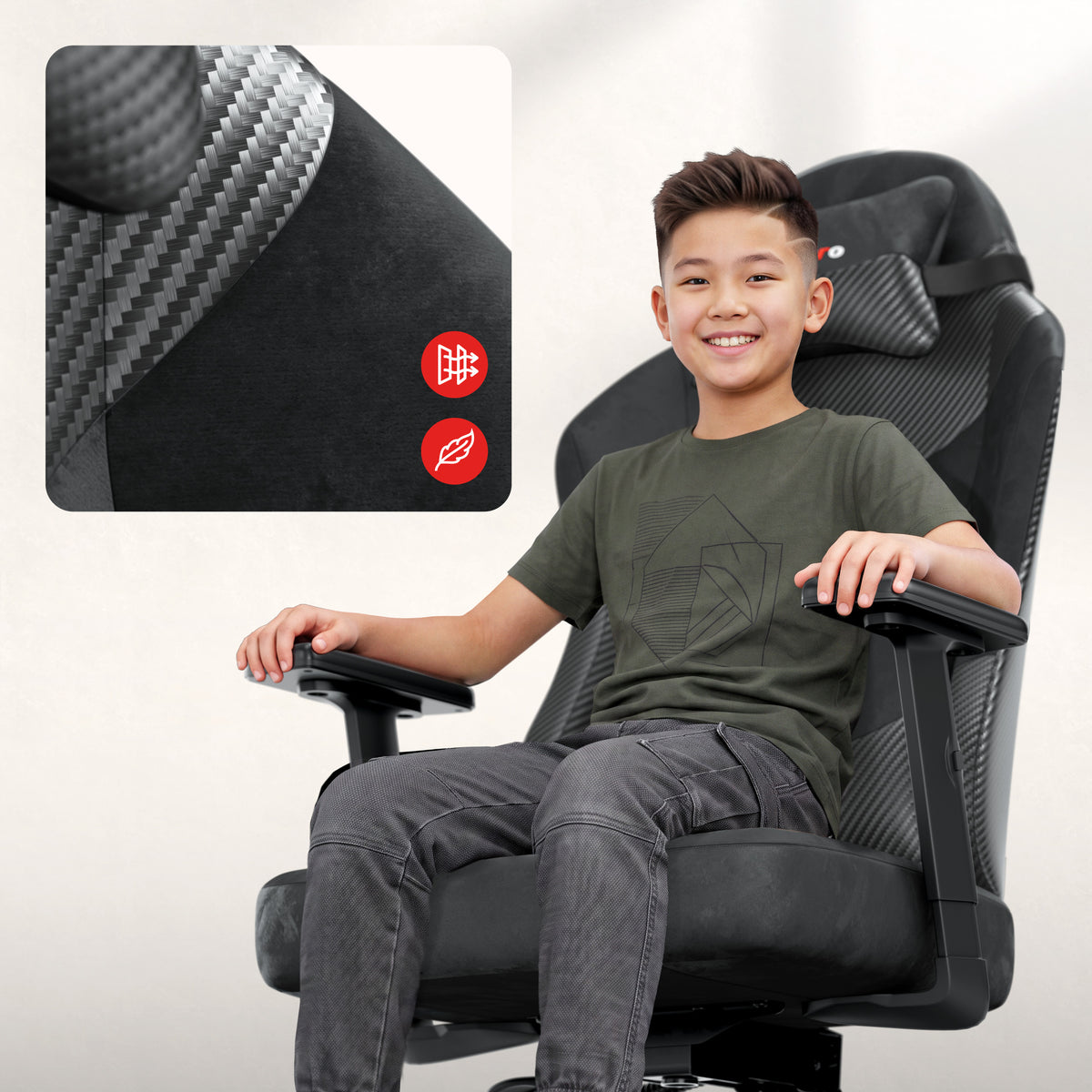 Herní židle pro teenagery Huzaro Ranger 5.7 Carbon Black