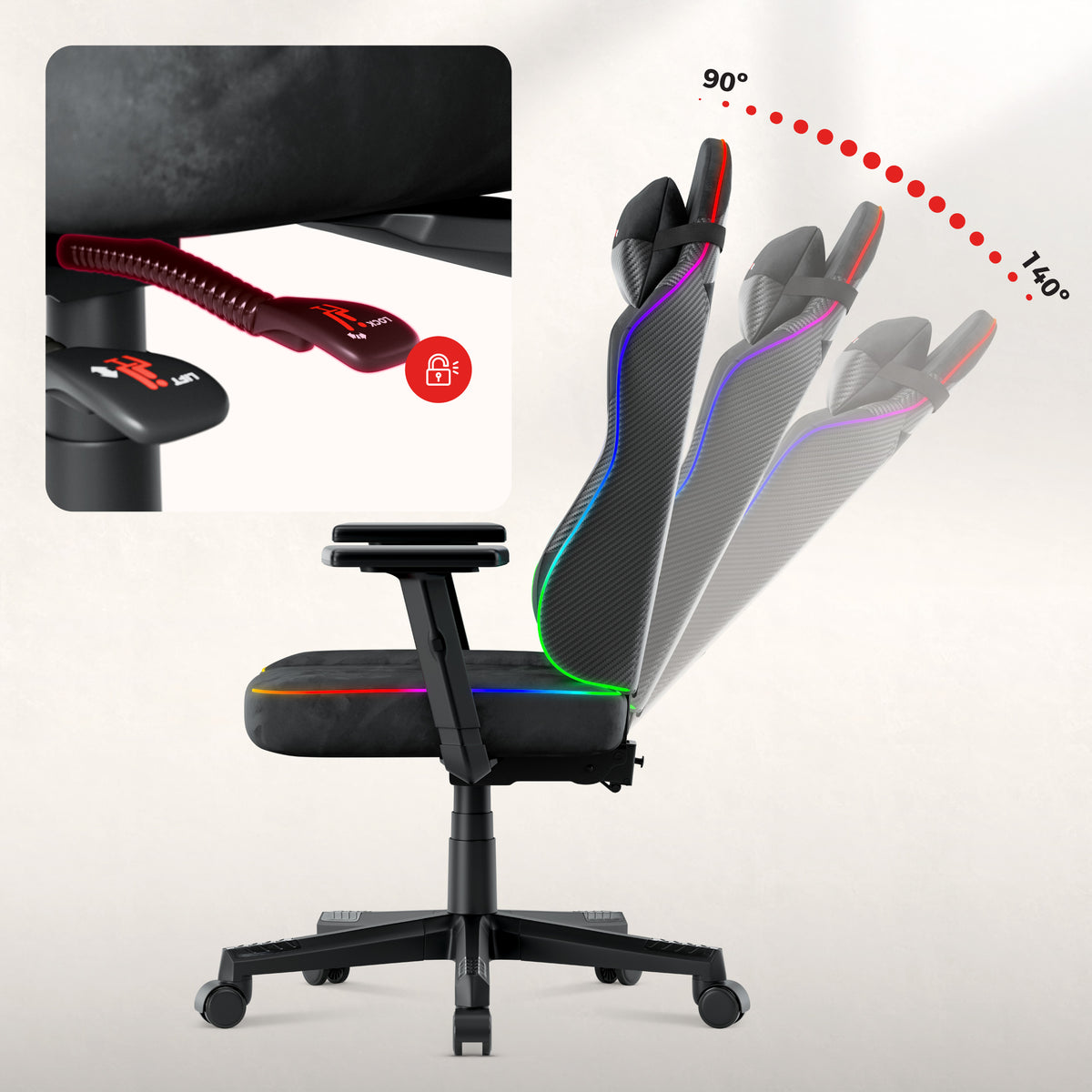 Herní židle pro teenagery Huzaro Ranger 5.7 RGB Black