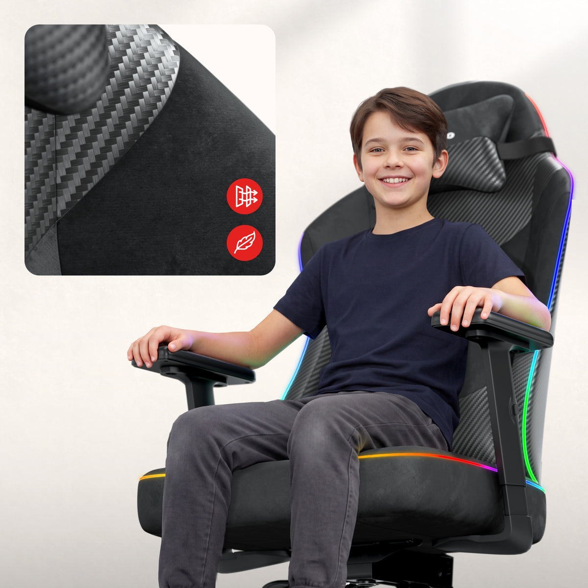 Herní židle pro teenagery Huzaro Ranger 5.7 RGB Black