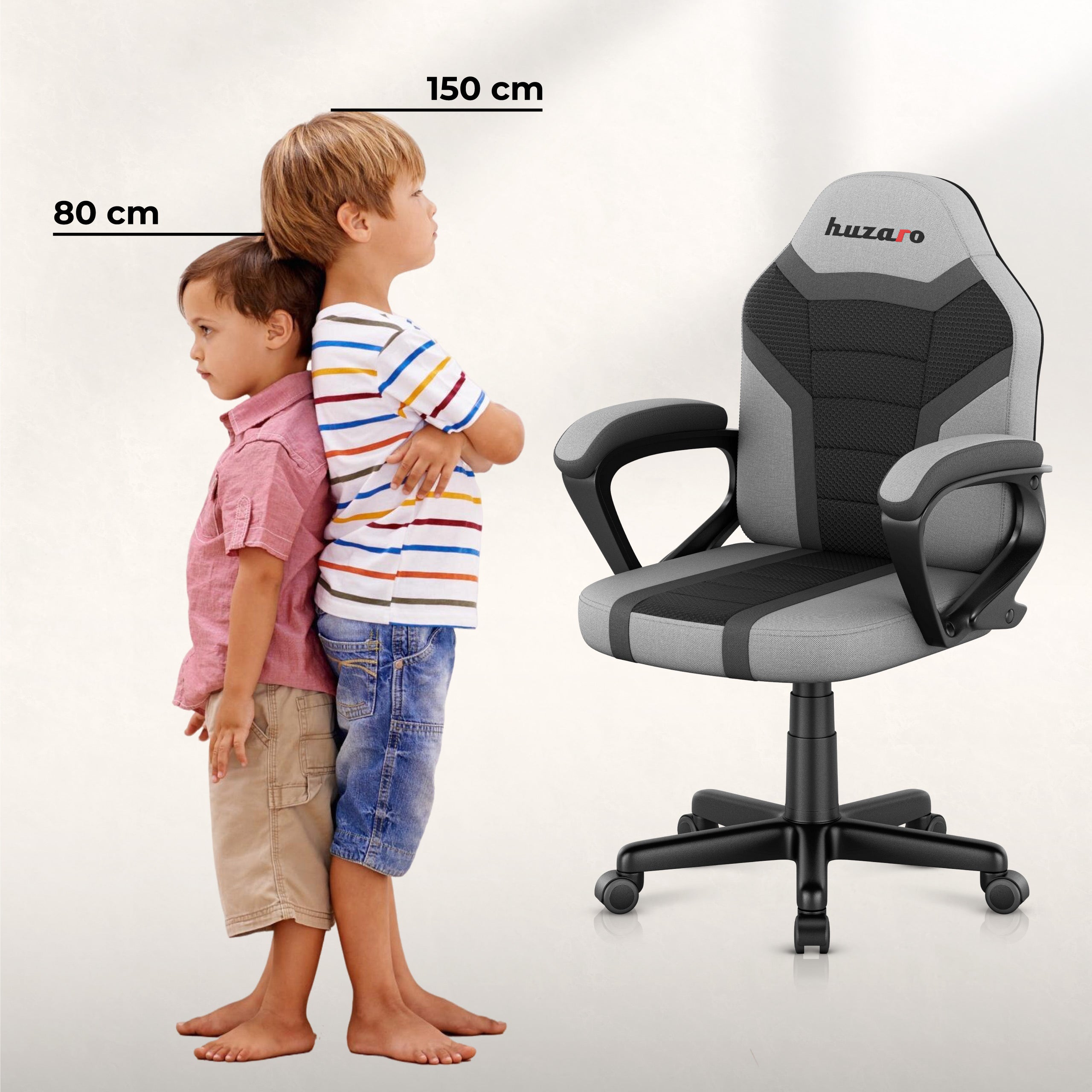 Herní židle HUZARO RANGER 1.0 šedá síťovina pro děti 