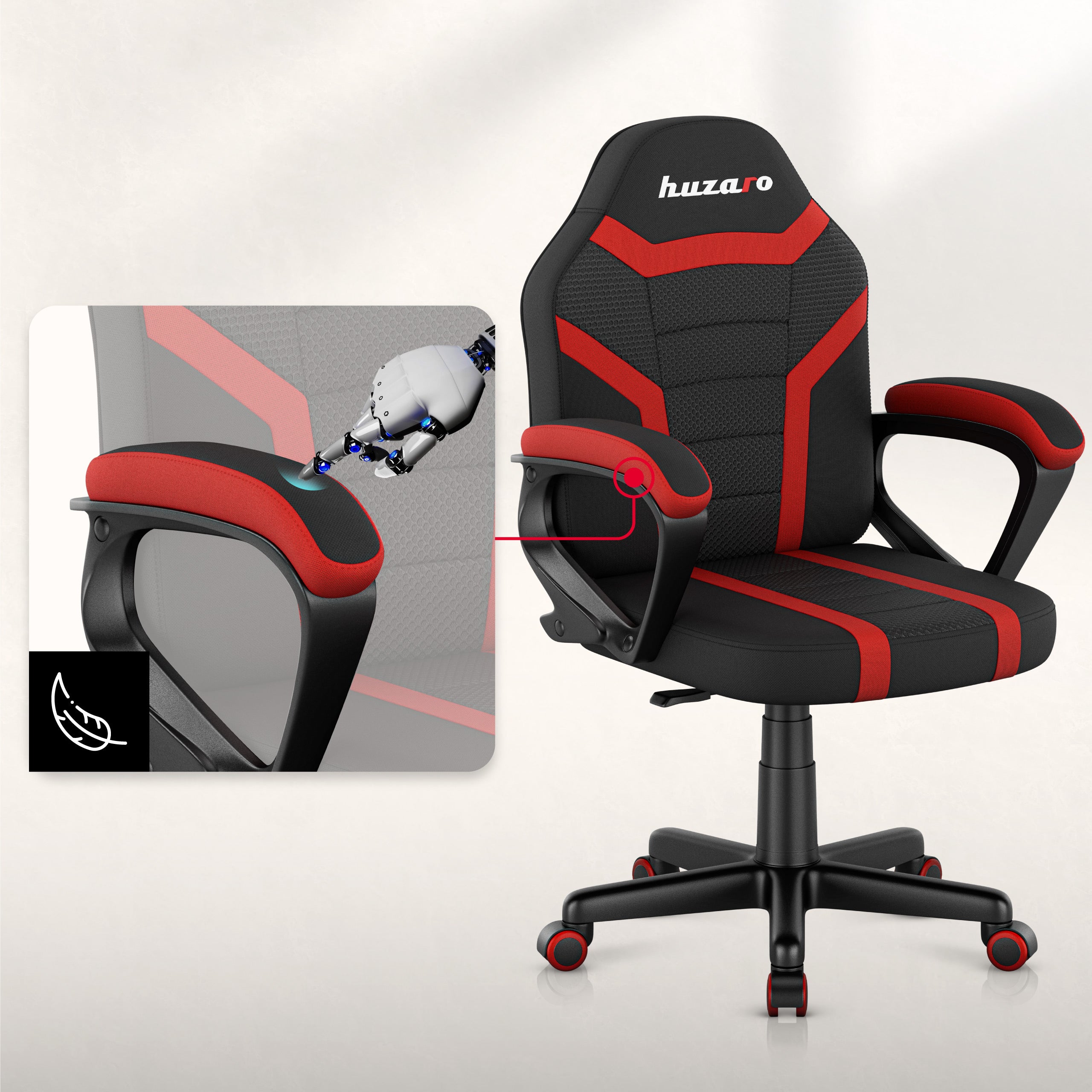 Herní židle HUZARO RANGER 1.0 Red Mesh pro děti 