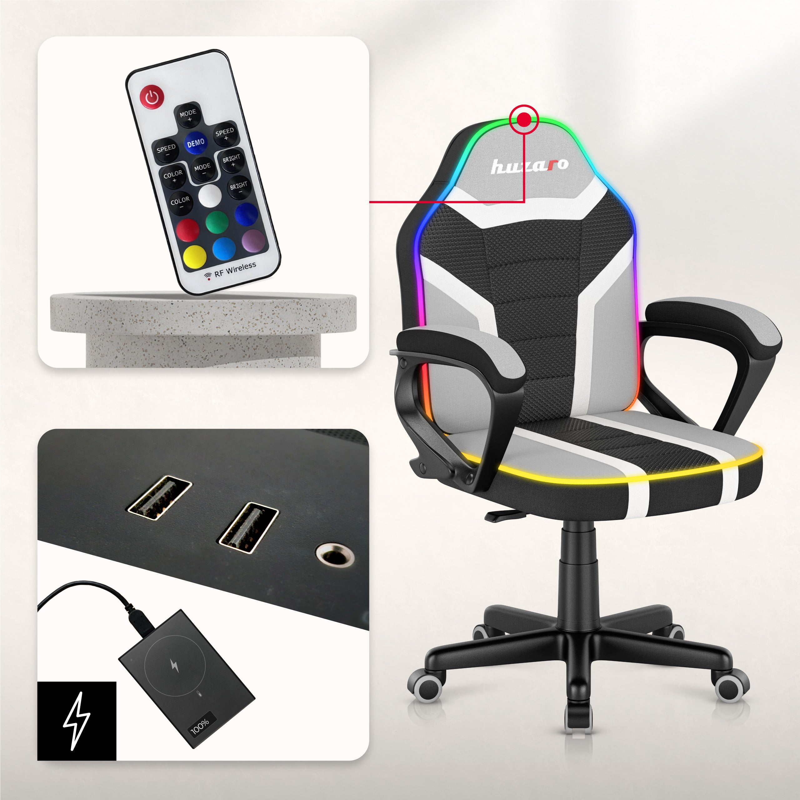 Herní židle Huzaro Ranger 1.0 RGB pro děti 