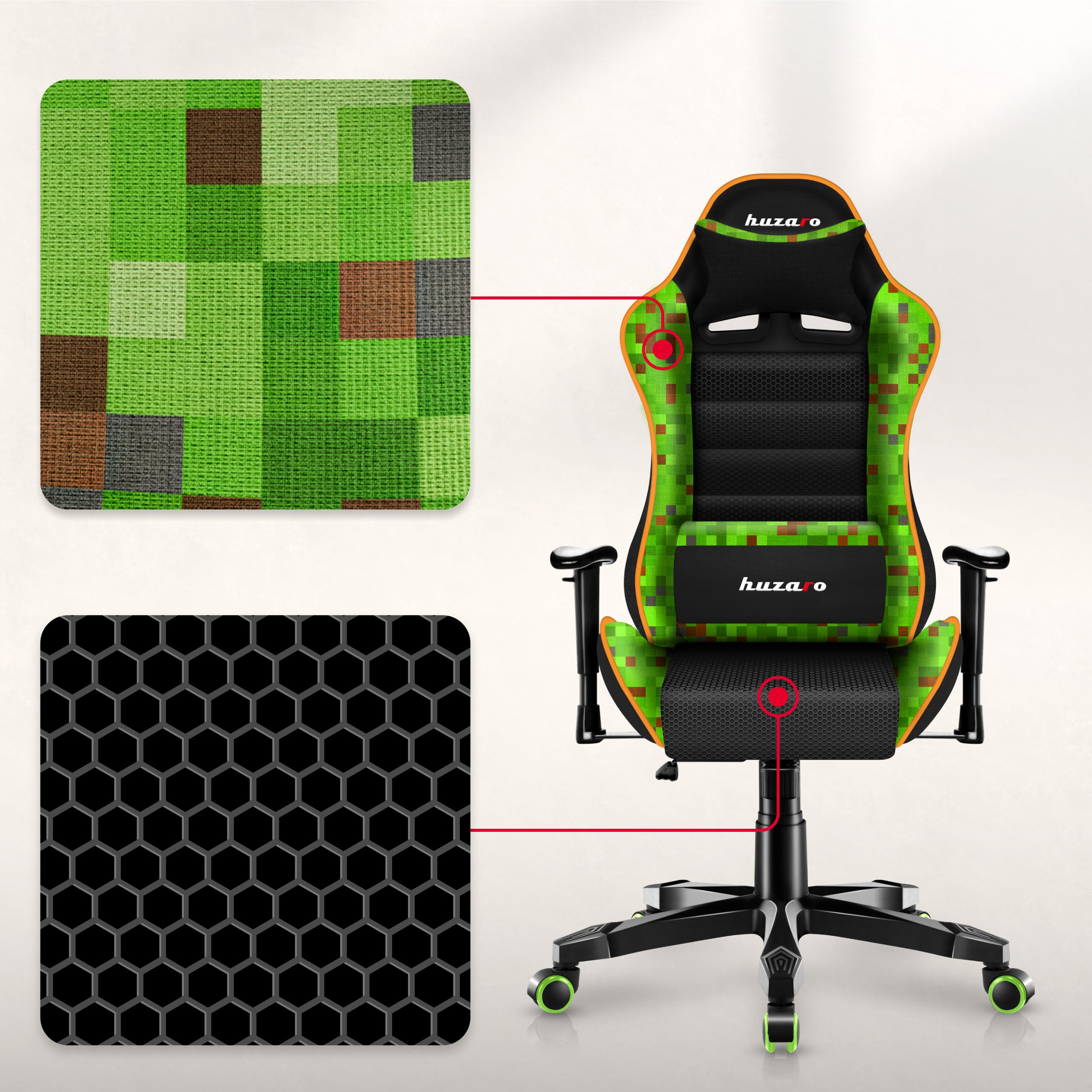 Herní židle HUZARO RANGER 6.0 Pixel Mesh pro děti 