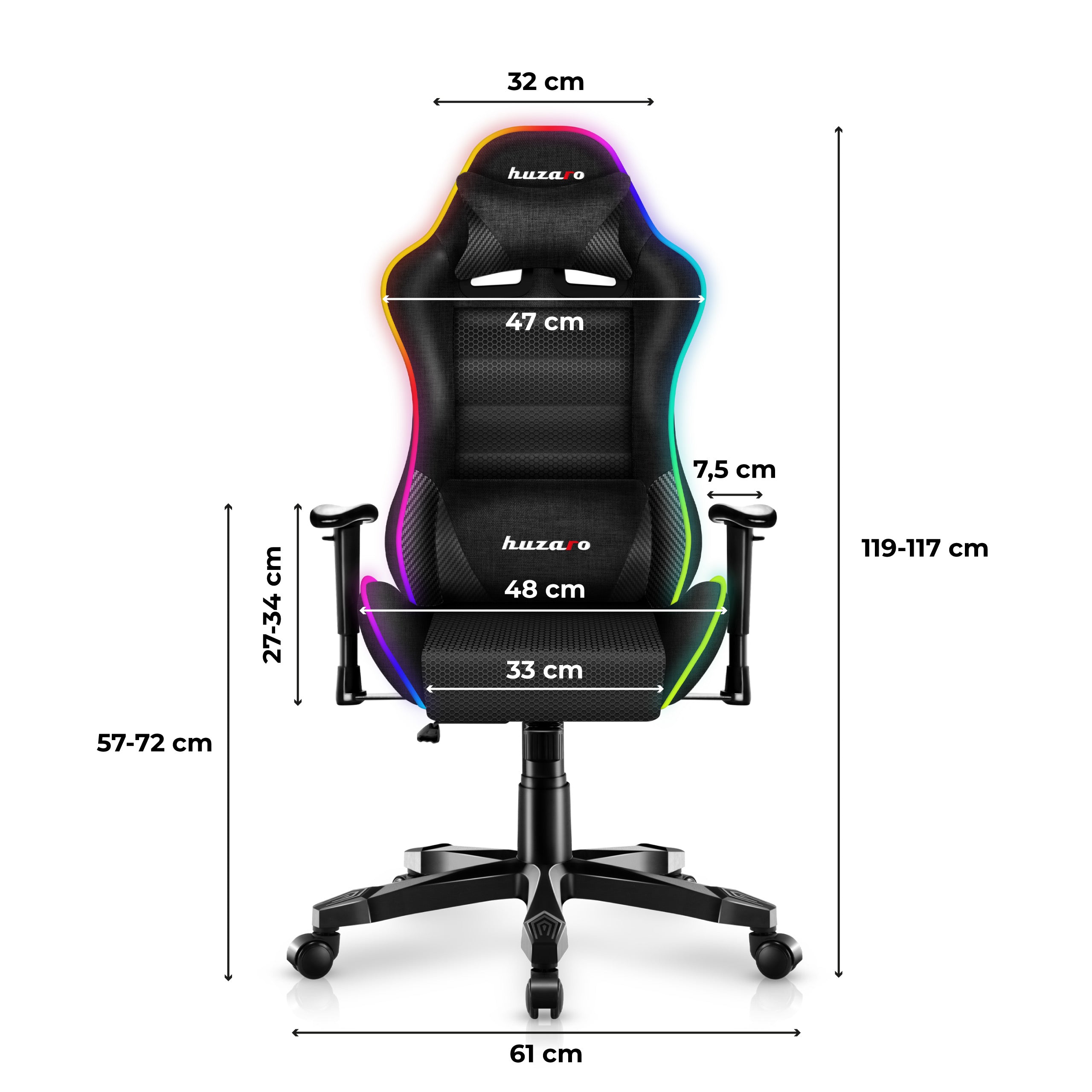 Herní židle HUZARO RANGER 6.0 RGB Mesh pro děti 