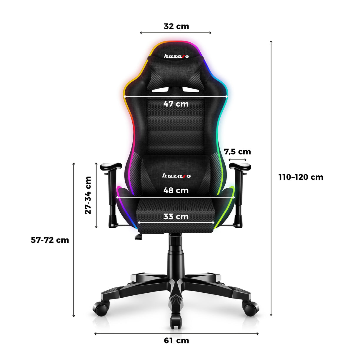 Herní židle HUZARO RANGER 6.0 RGB Mesh pro děti 