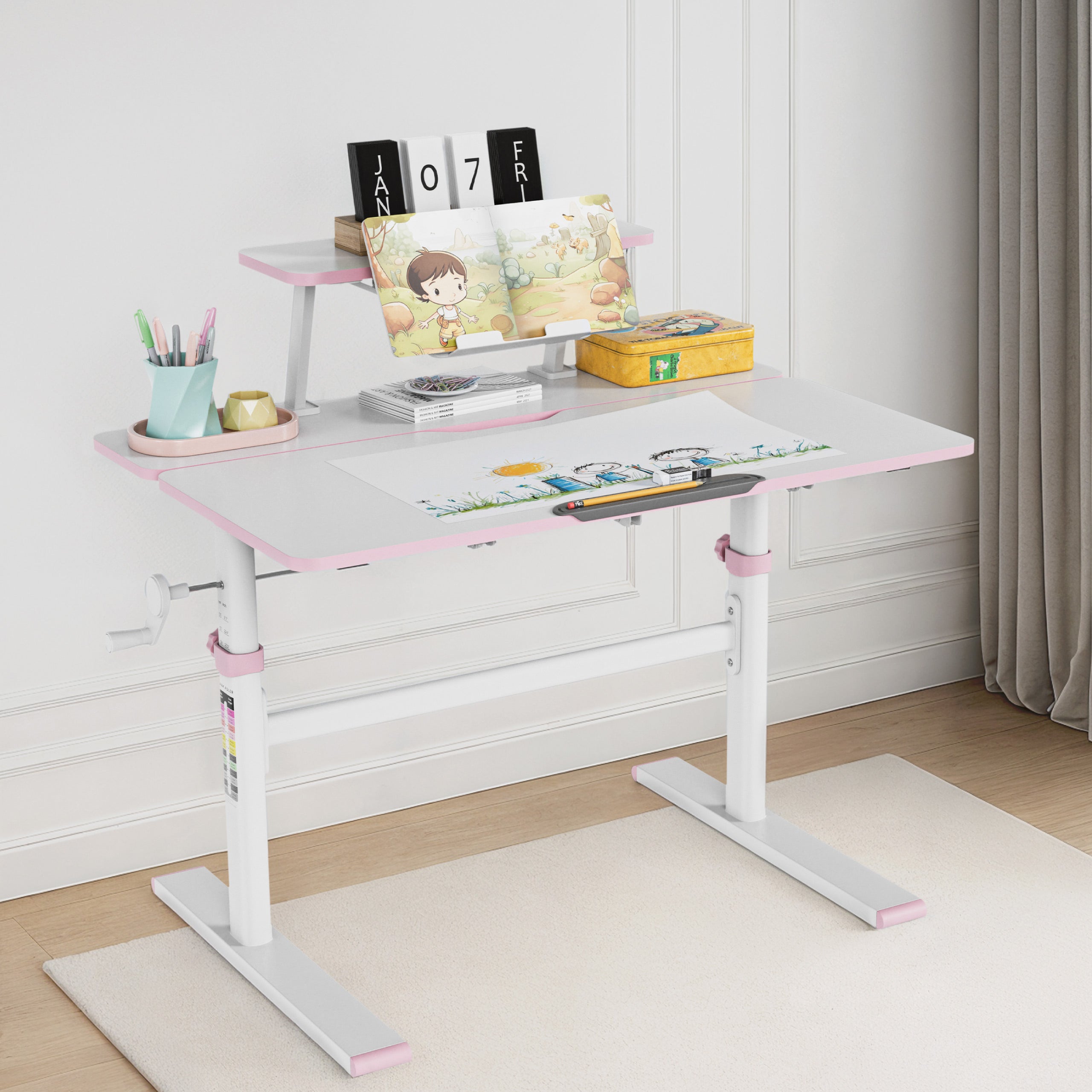 Nastavitelný dětský psací stůl Mark Adler Study 3.7 Pink 90 cm