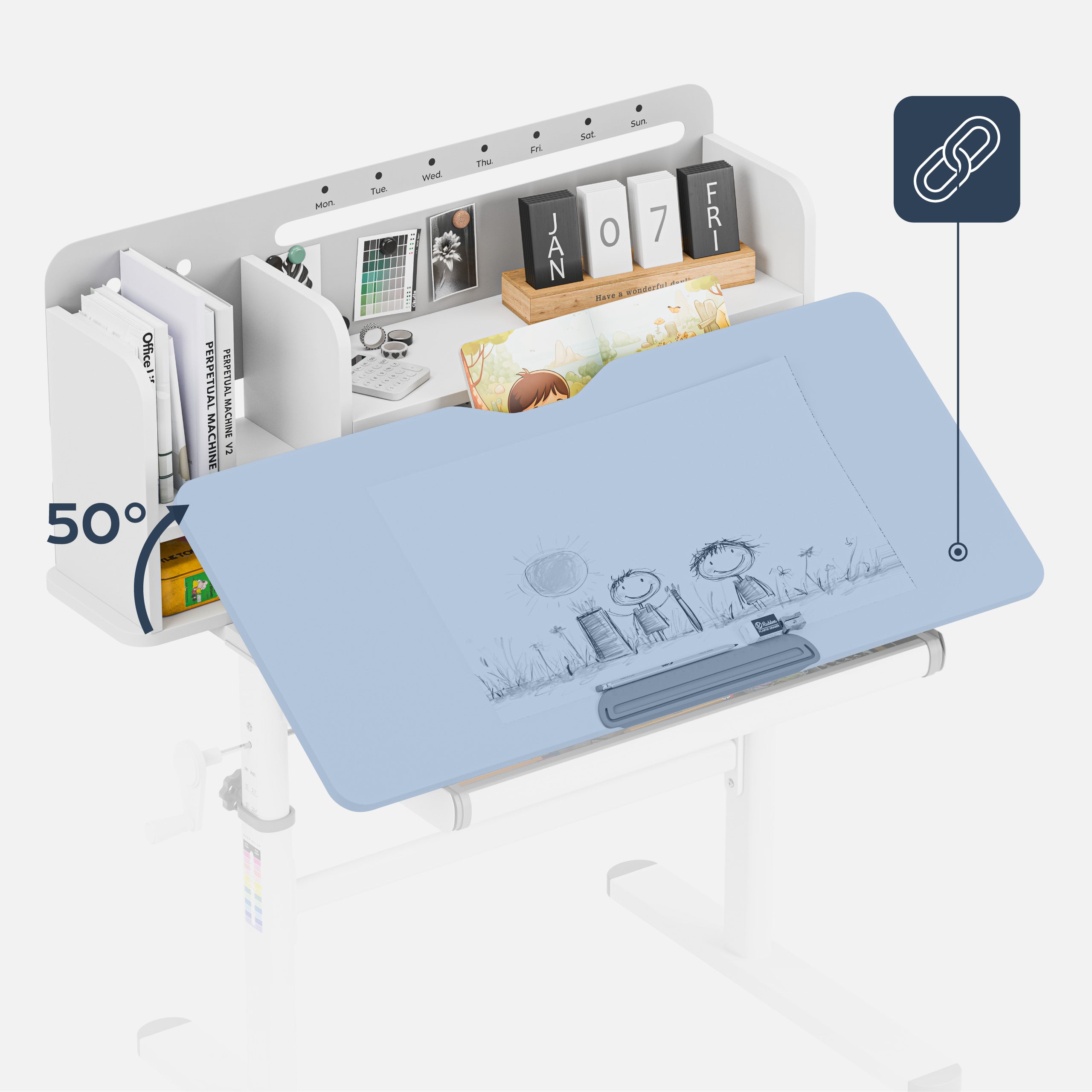 Ergonomický psací stůl pro děti Mark Adler Study 5.0 Grey 90 cm