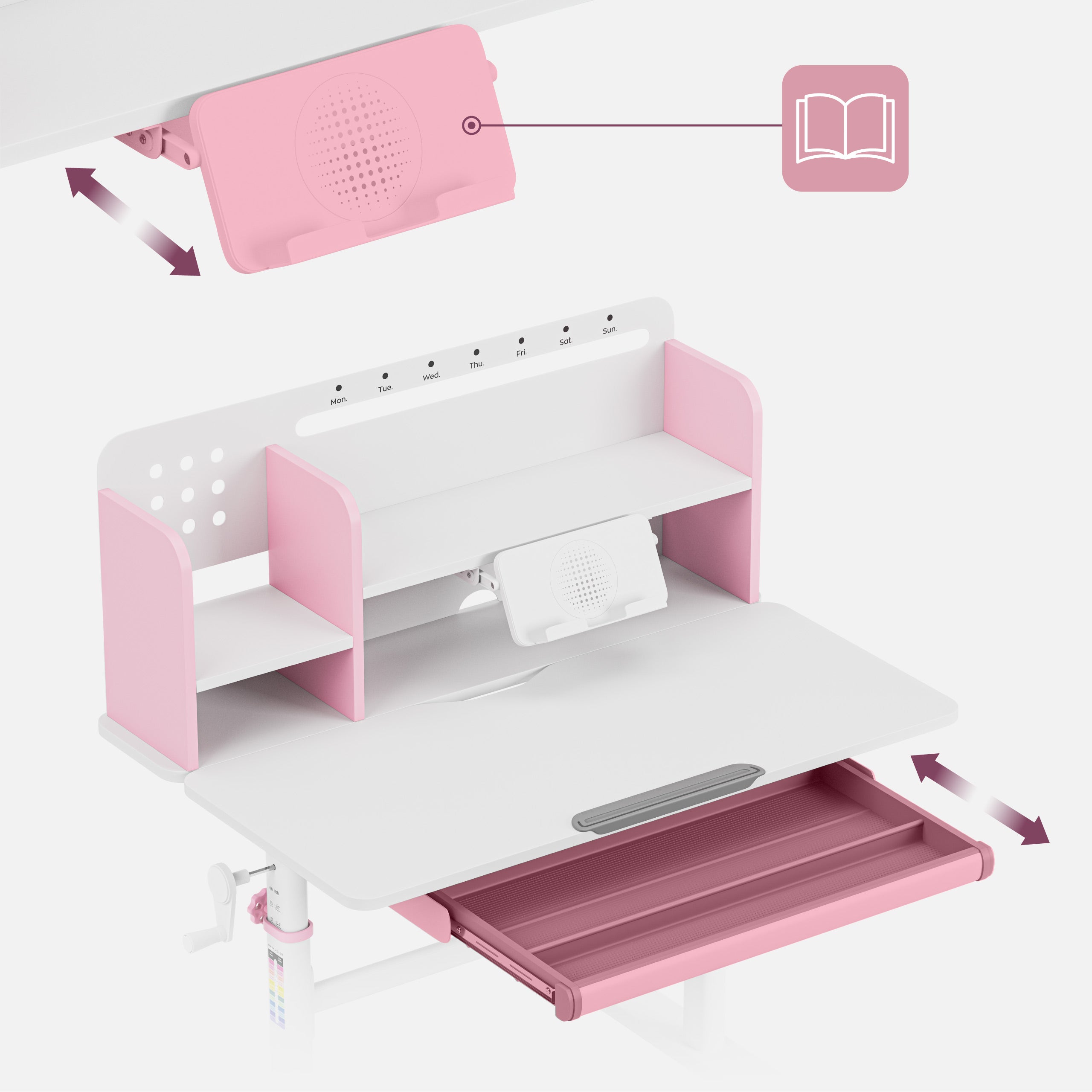 Ergonomický psací stůl pro děti Mark Adler Study 5.0 Pink 90 cm
