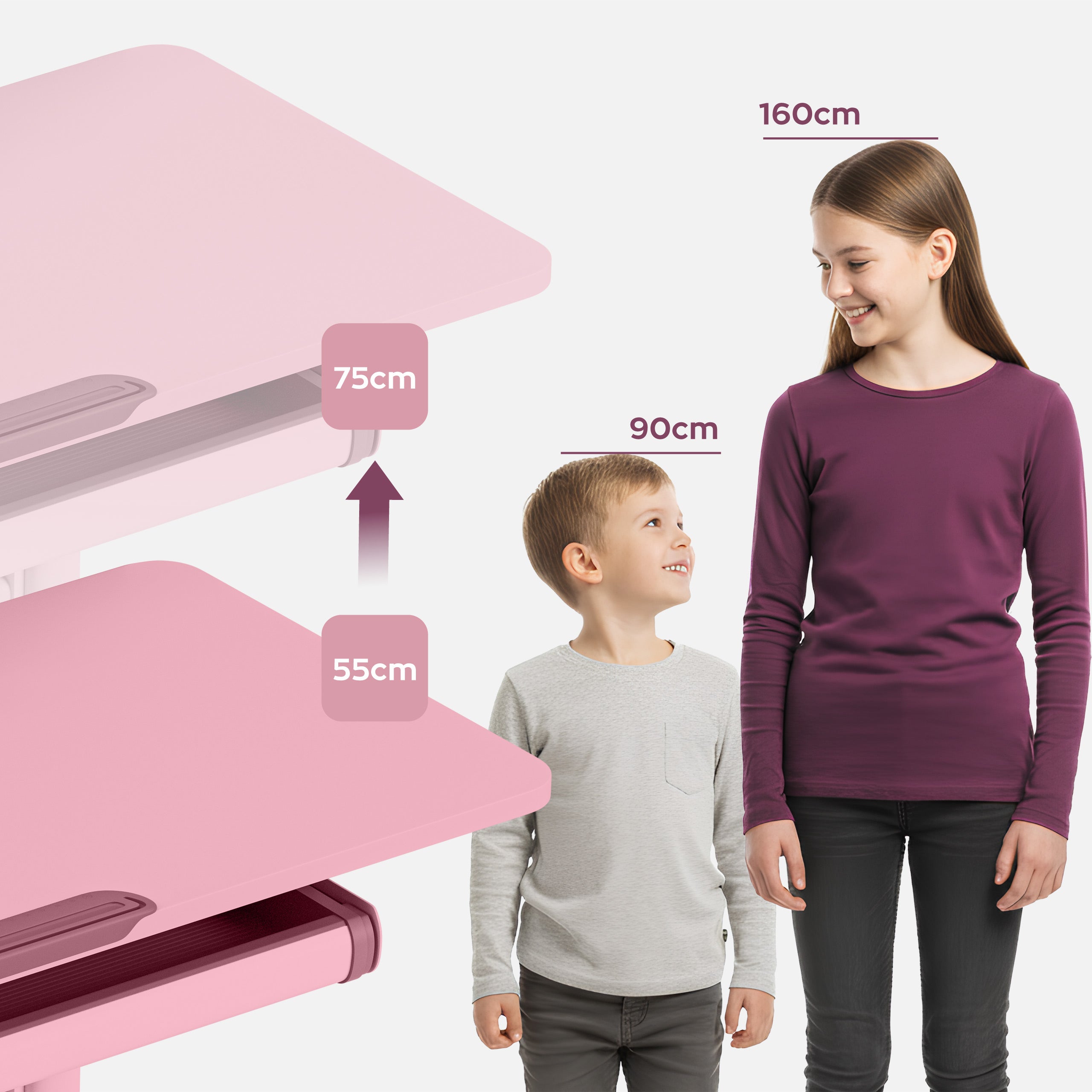 Ergonomický psací stůl pro děti Mark Adler Study 5.0 Pink 90 cm