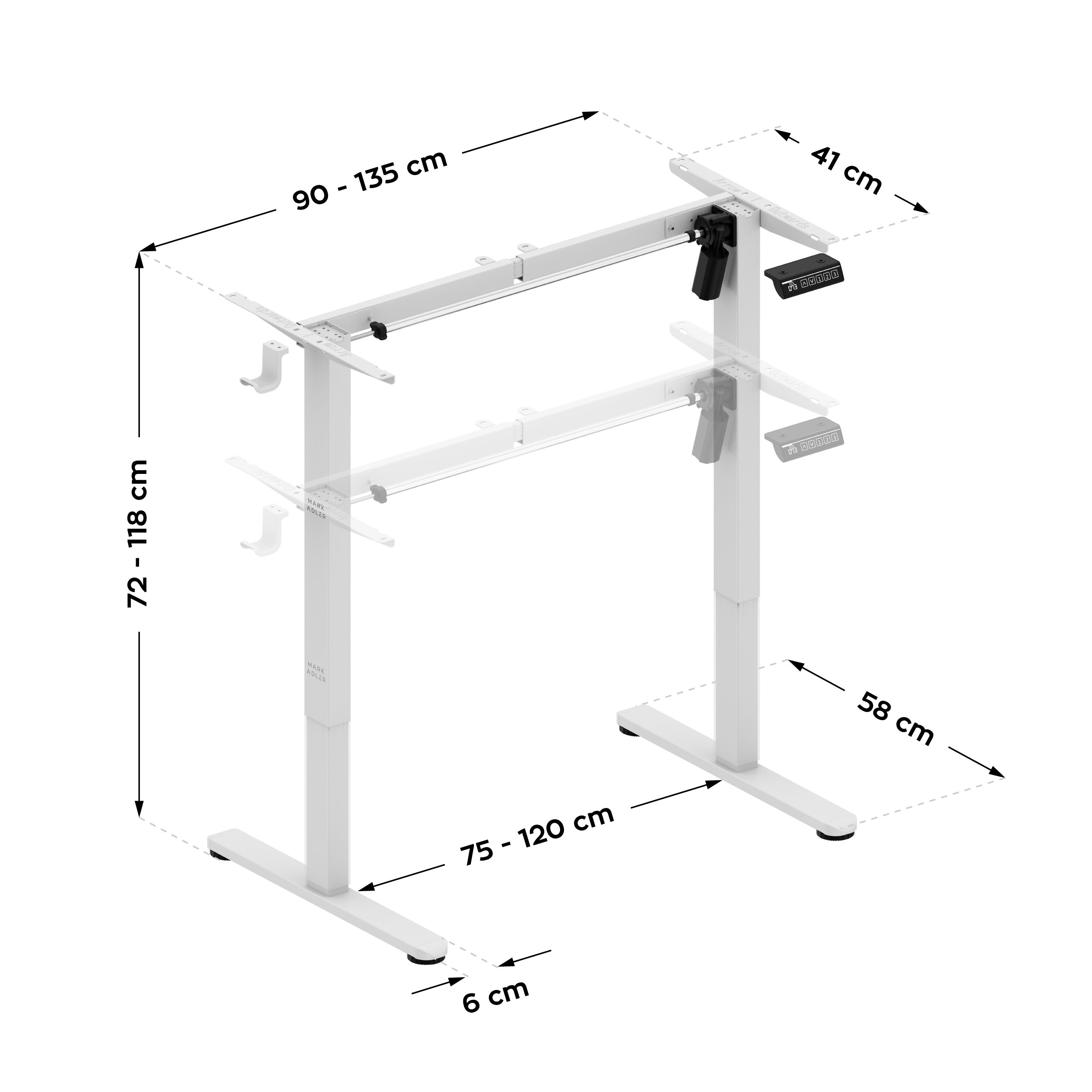 Elektrický stolový rám bílý Mark Adler Xeno 1.7 White